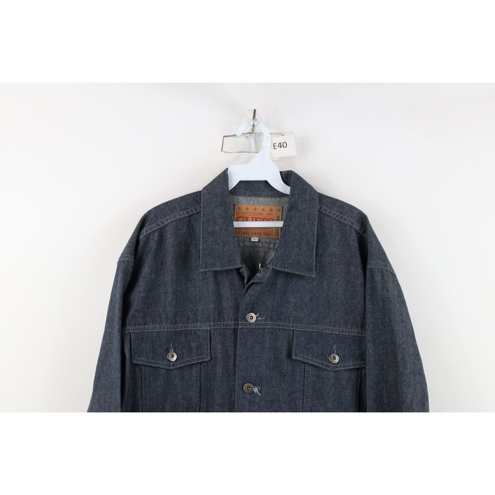 Guess Vintage 90s Guess Faded Spell Out Denim Jean Trucker Jacket Size US L / EU 52-54 / 3 - 2 Thumbnail