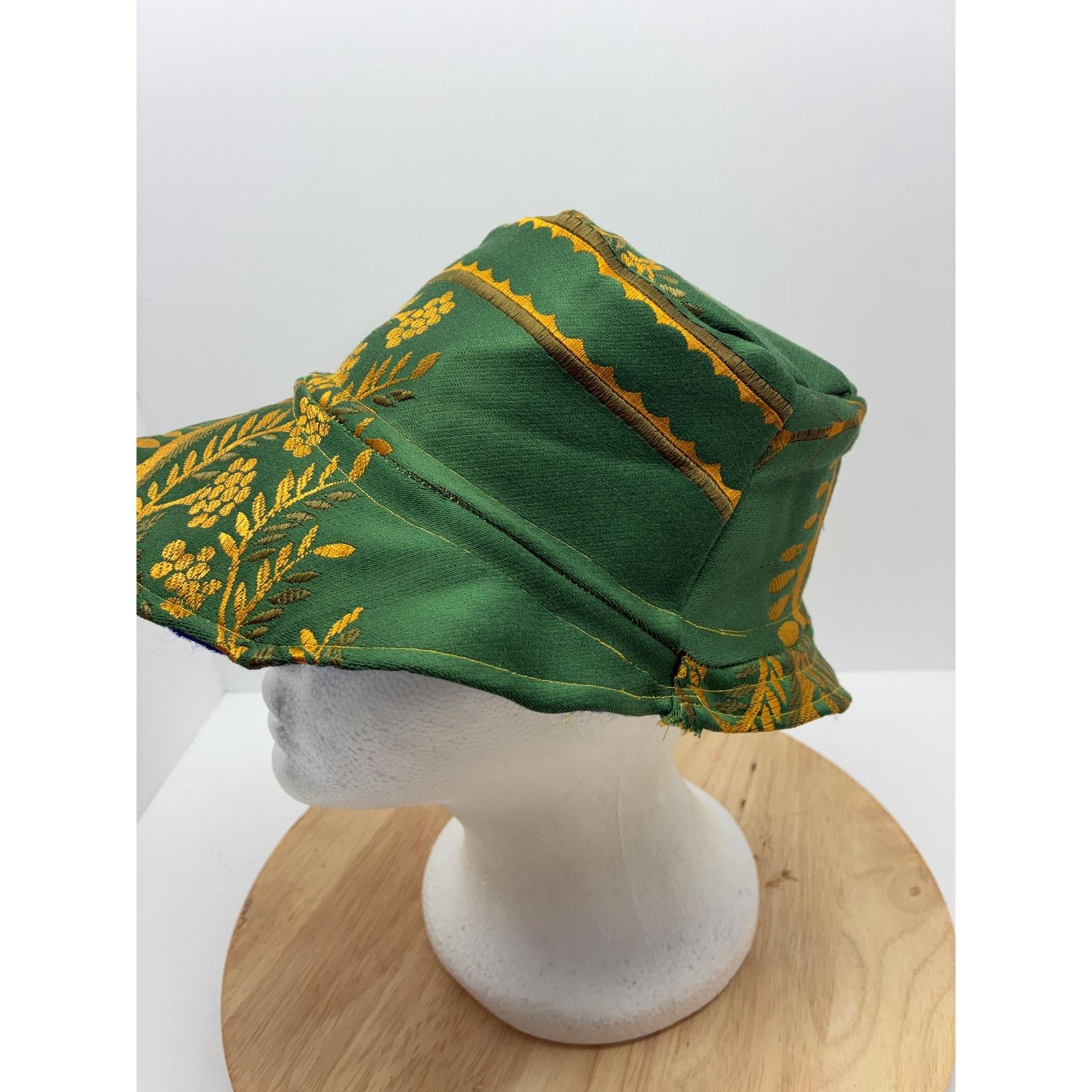 Other Upcycled Tapestry Bucket Hat – Forest Green & Gold Floral Size ONE SIZE - 3 Thumbnail