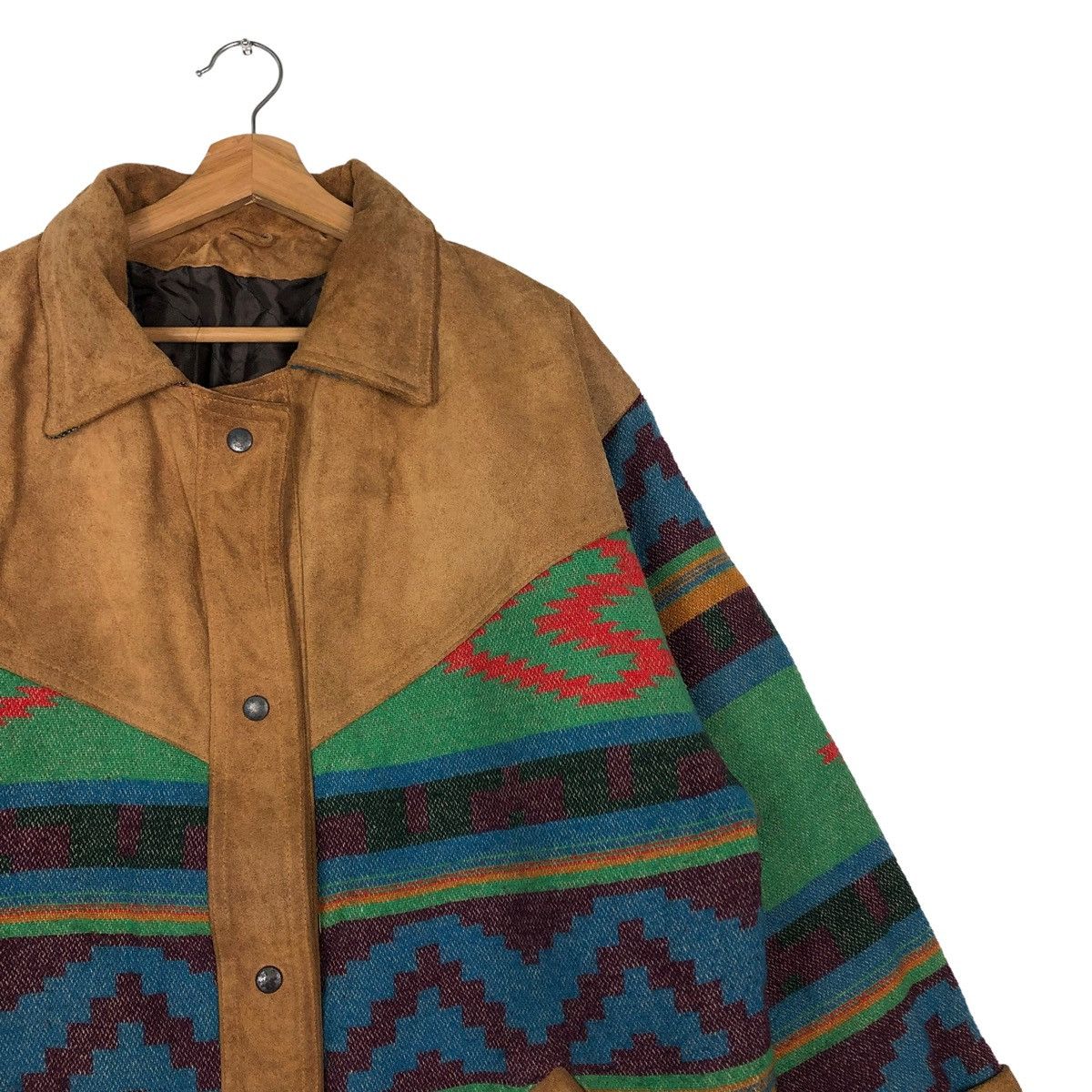 Vintage 🔥Vtg Leather Jacket Aztec Navajo Native Made in UK Size US L / EU 52-54 / 3 - 6 Thumbnail