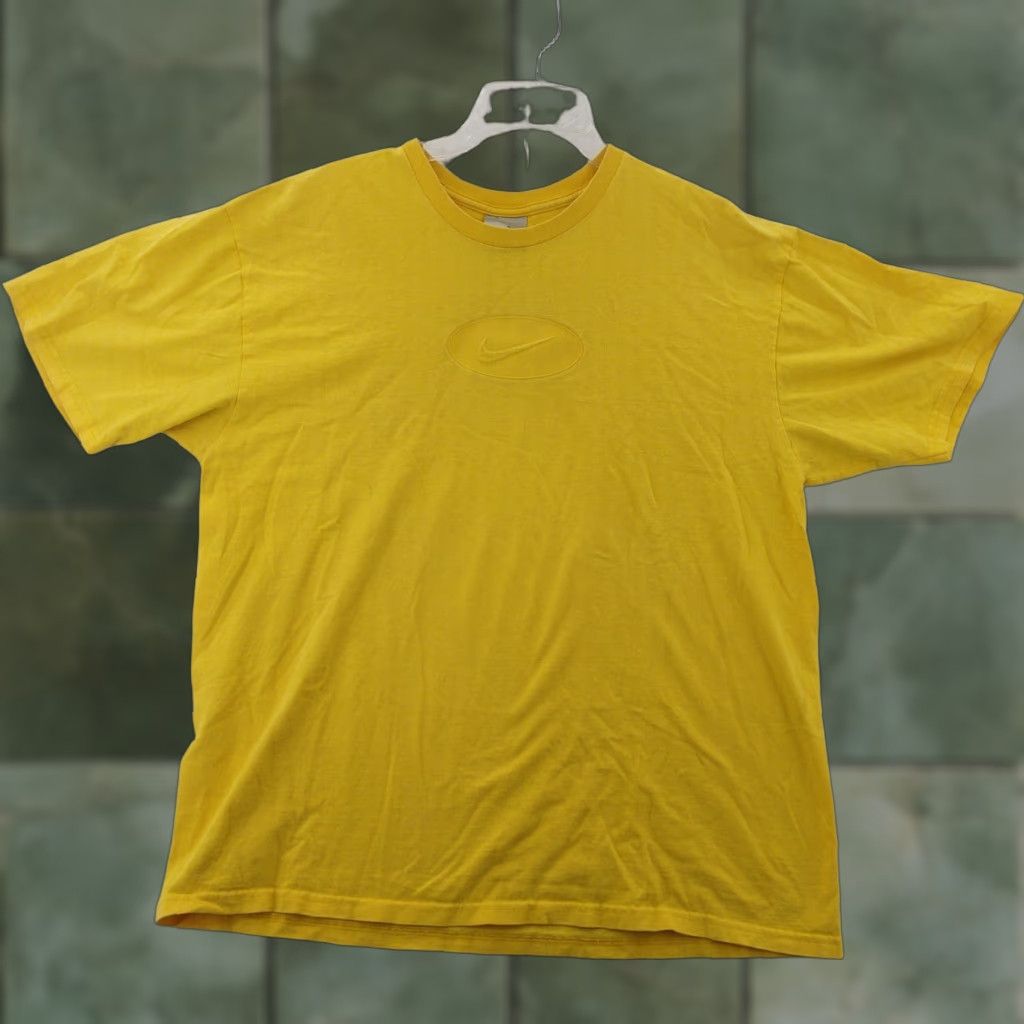 Nike VINTAGE Nike Sweater Crewneck Sweatshirt XL Yellow Swoosh Mens Pullover 90s Theme Metal Decade Size US XL / EU 56 / 4 - 1 Thumbnail