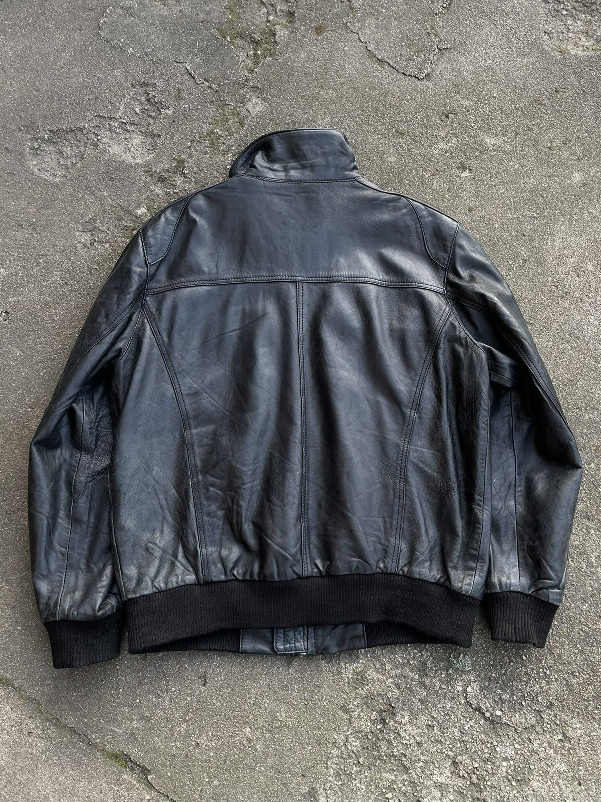 Vintage Washed Black Retro 90s Genuine Real Leater Bomber Punk Rock Size US XL / EU 56 / 4 - 7 Thumbnail
