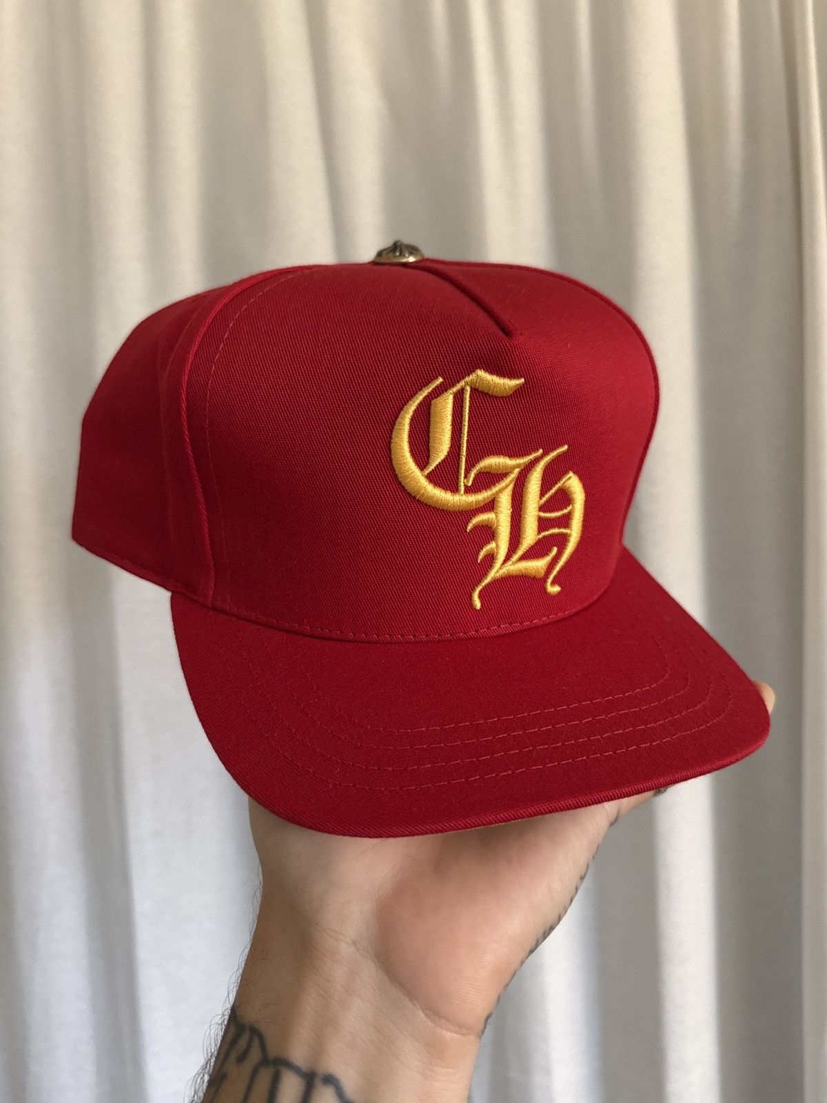 Chrome Hearts Chrome Hearts CH Gold Button Hat Red Yellow Size ONE SIZE - 1 Thumbnail