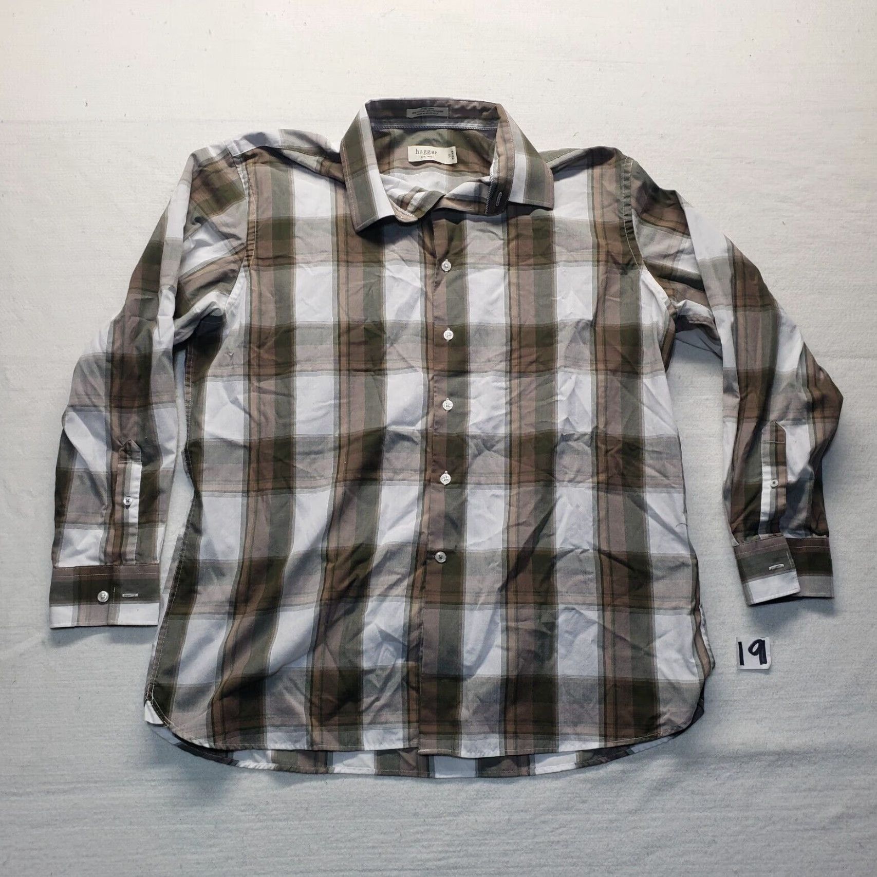 Haggar Haggar Button-Up Shirt Brown Checkered Long Sleeve Adult Men's 17 Regular Casual Preppy Size US XL / EU 56 / 4 - 2 Thumbnail