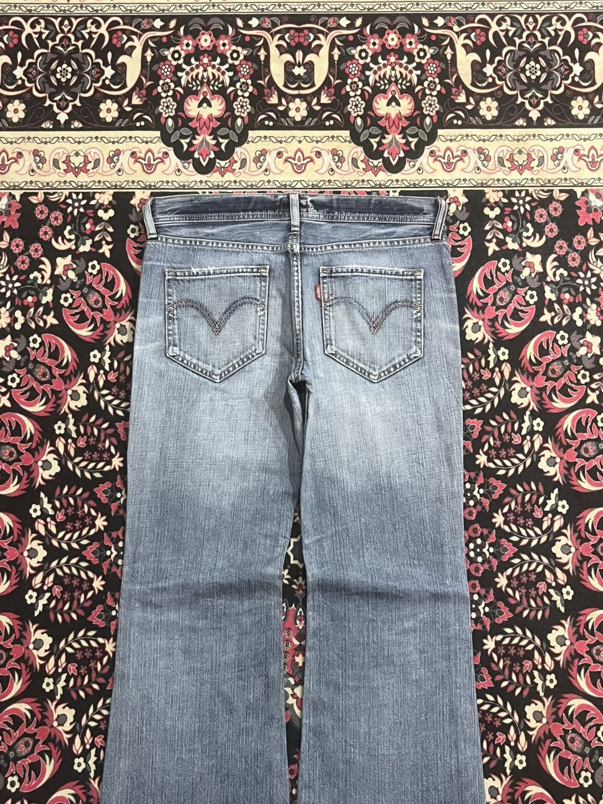 Levi's Vintage Y2K Levi’s Blue Washed Distressed Flare Jeans Size 32" / US 10 / IT 46 - 6 Thumbnail