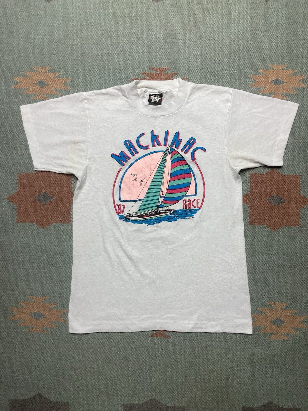 Vintage Vtg 80s t shirt mackinac sailboat race Michigan lake water S Size US S / EU 44-46 / 1 - 1 Thumbnail