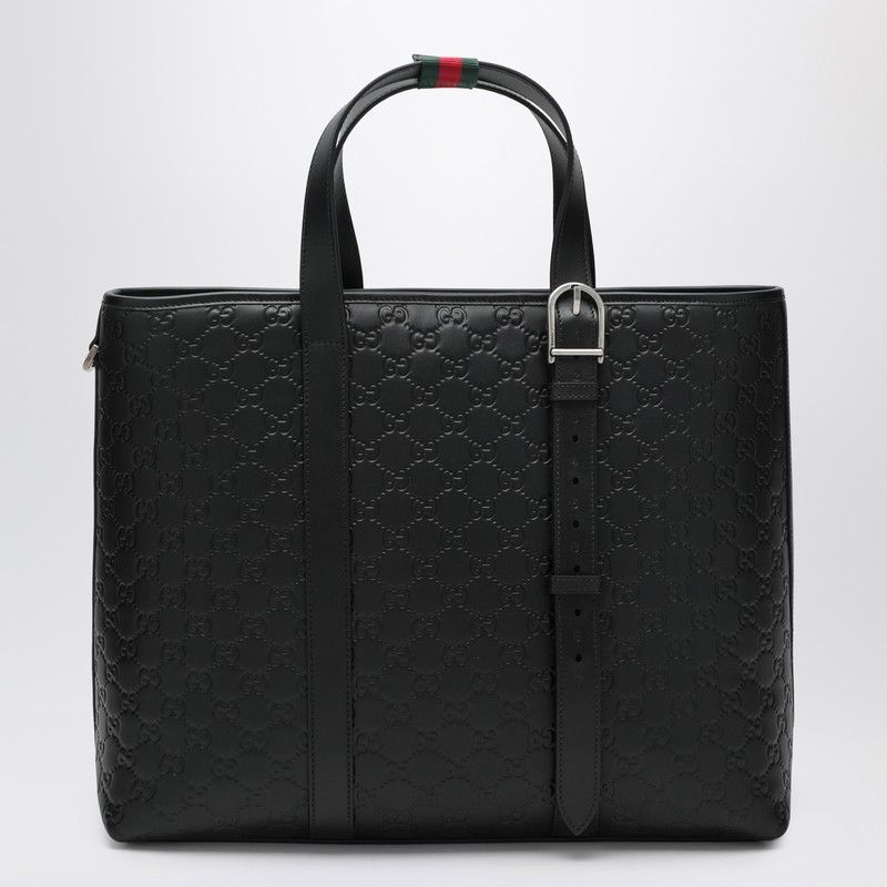 Gucci Gucci Large Black Gg Emblem Shopping Bag Size ONE SIZE - 1 Thumbnail