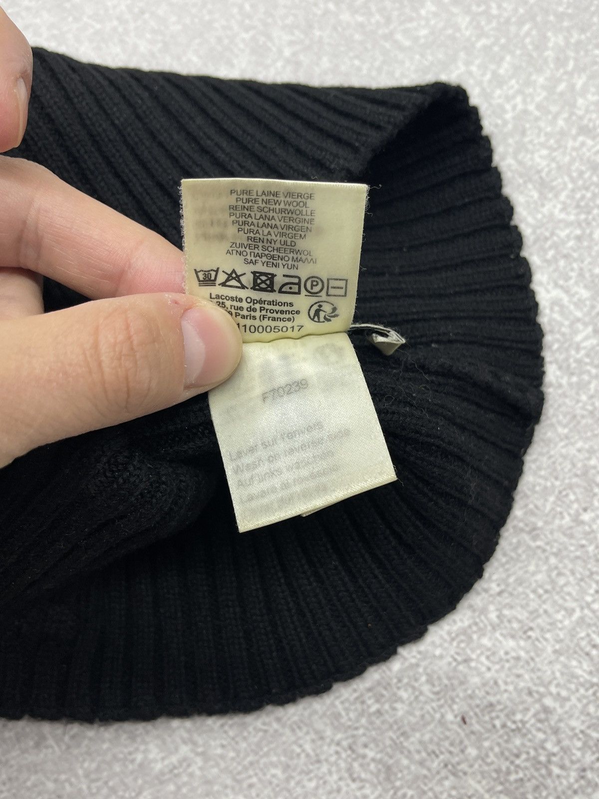 Lacoste Vintage Lacoste Wool Beanie Hat Black Y2K Size ONE SIZE - 7 Thumbnail