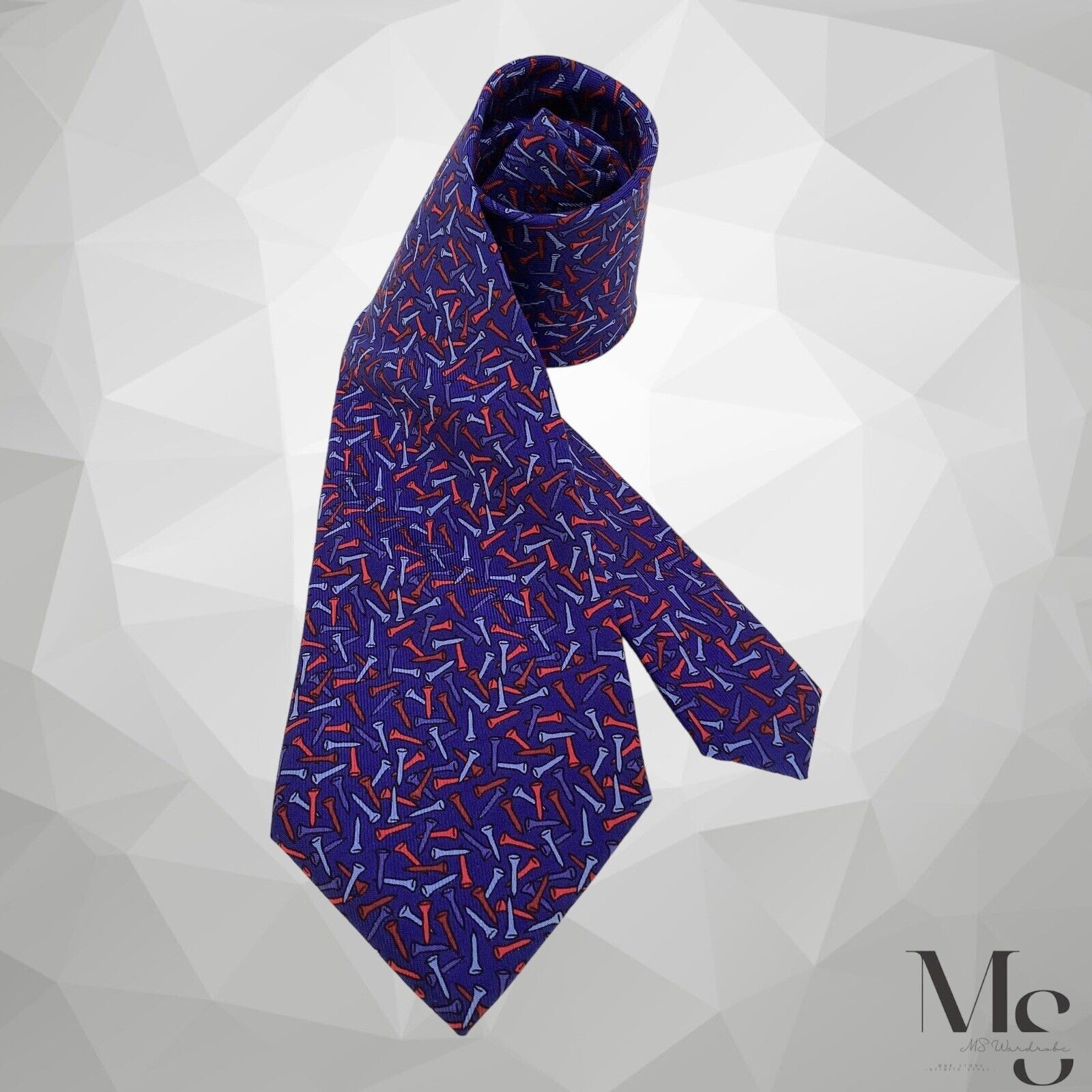 Turnbull & Asser TURNBULL & ASSER Blue Nails Print Silk Tie Made In England W Size ONE SIZE - 1 Thumbnail