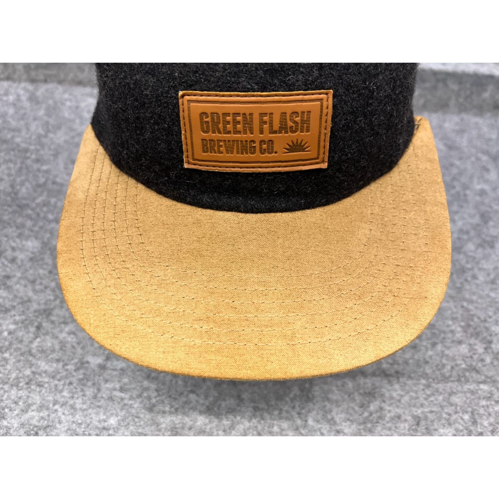 Vintage Green Flash Brewing Hat 5 Panel Cap Strap Back Adult Gray Beige Polyester Size ONE SIZE - 3 Thumbnail