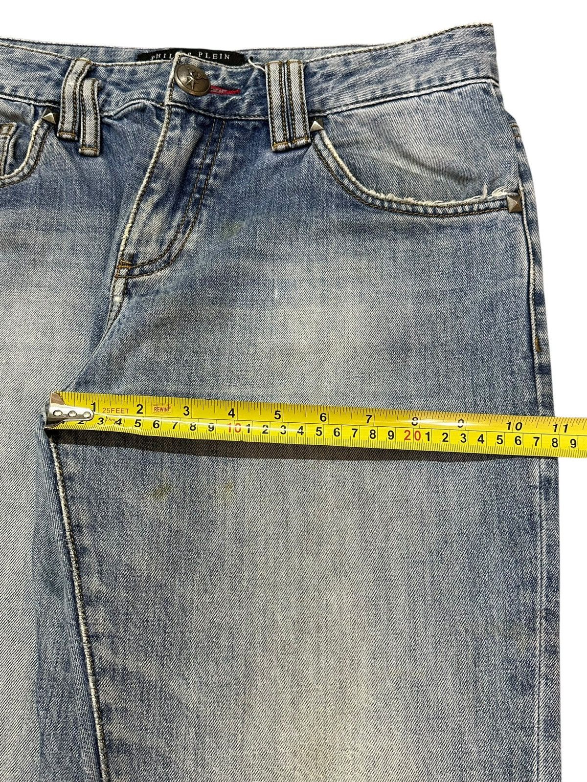 Philipp Plein Philipp Plein Blue Faded Wash Distress Style Jeans Size US 31 - 16 Thumbnail