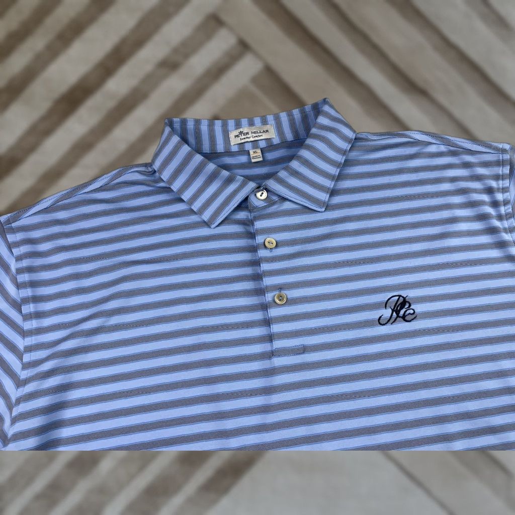 Peter Millar VINTAGE Peter Millar Summer Comfort Golf Polo Shirt Striped Mens XL Pleasantville CC Size US XL / EU 56 / 4 - 1 Thumbnail