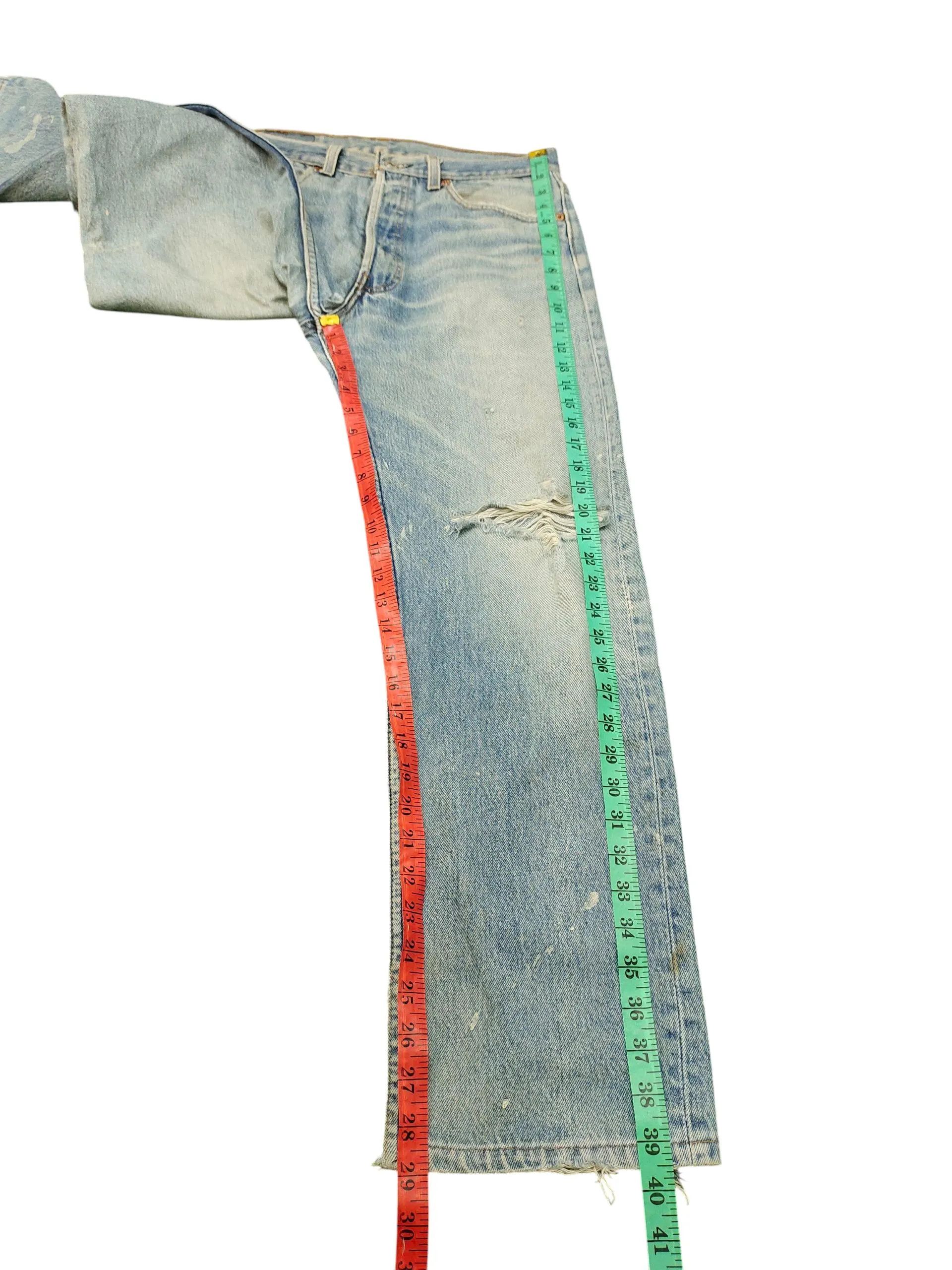 Levi's Vintage 90s Levis 501 Painted Distress Crash Denim Jeans Size US 31 - 8 Thumbnail