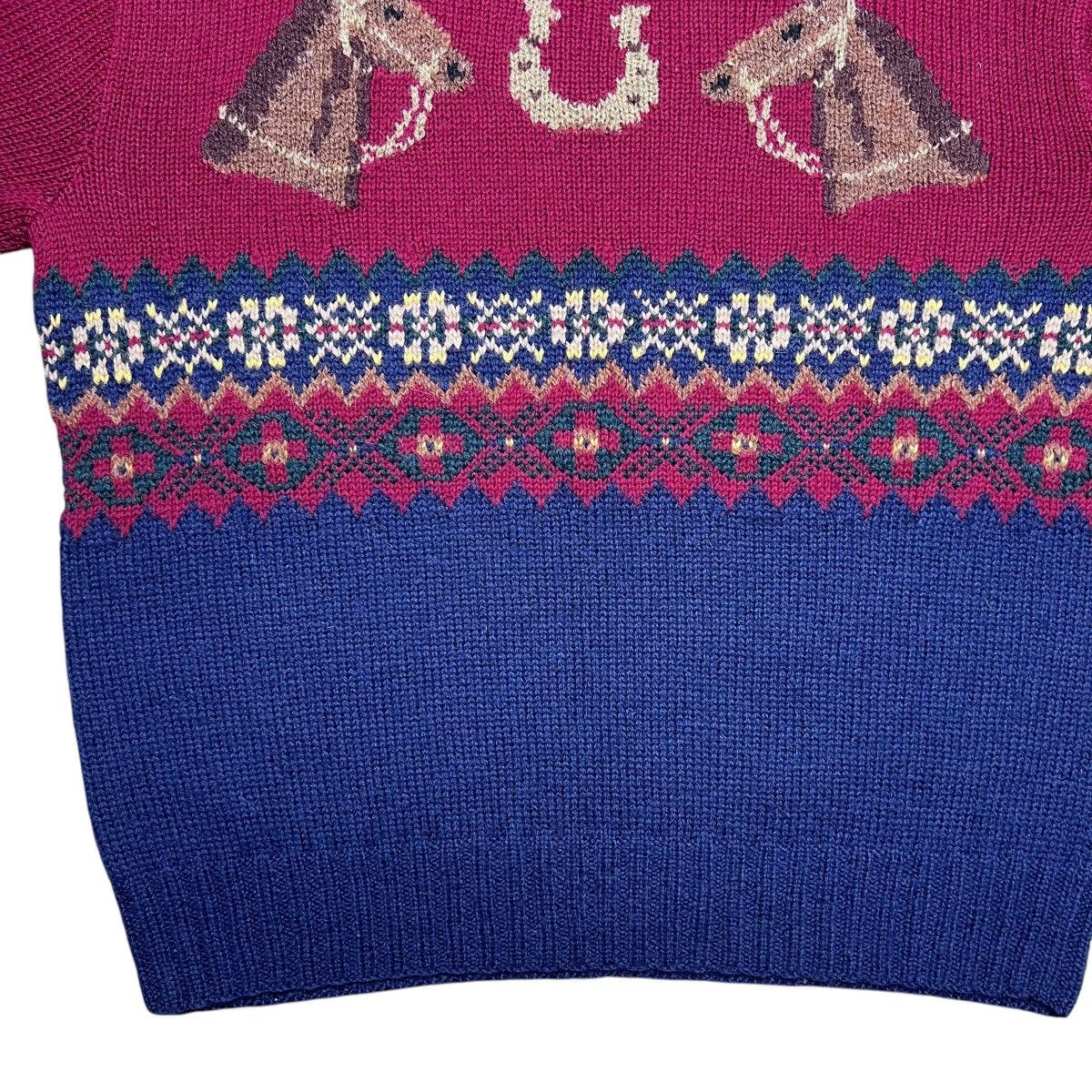 Polo Ralph Lauren × Vintage 1990s Polo Ralph Lauren Horse Horseshoe Hand Knit Sweater Size US M / EU 48-50 / 2 - 10 Thumbnail