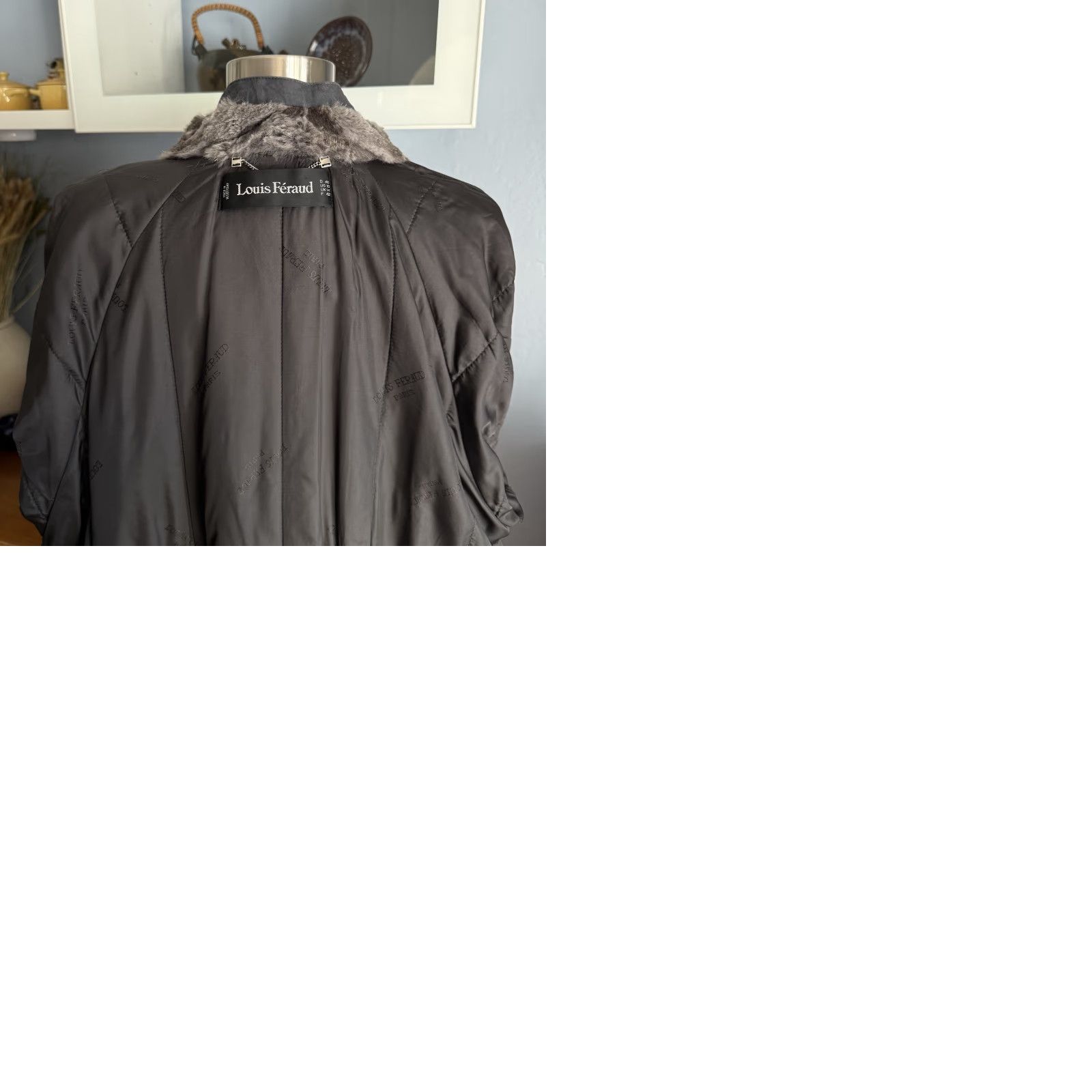 Louis Feraud VINTAGE Louis Feraud Gray Cotton Trench Coat Fur Trim Double Breasted Jacket Womens 10 80s Paris Outdoor Mink Trench Coat Size L / US 10 / IT 46 - 9 Thumbnail