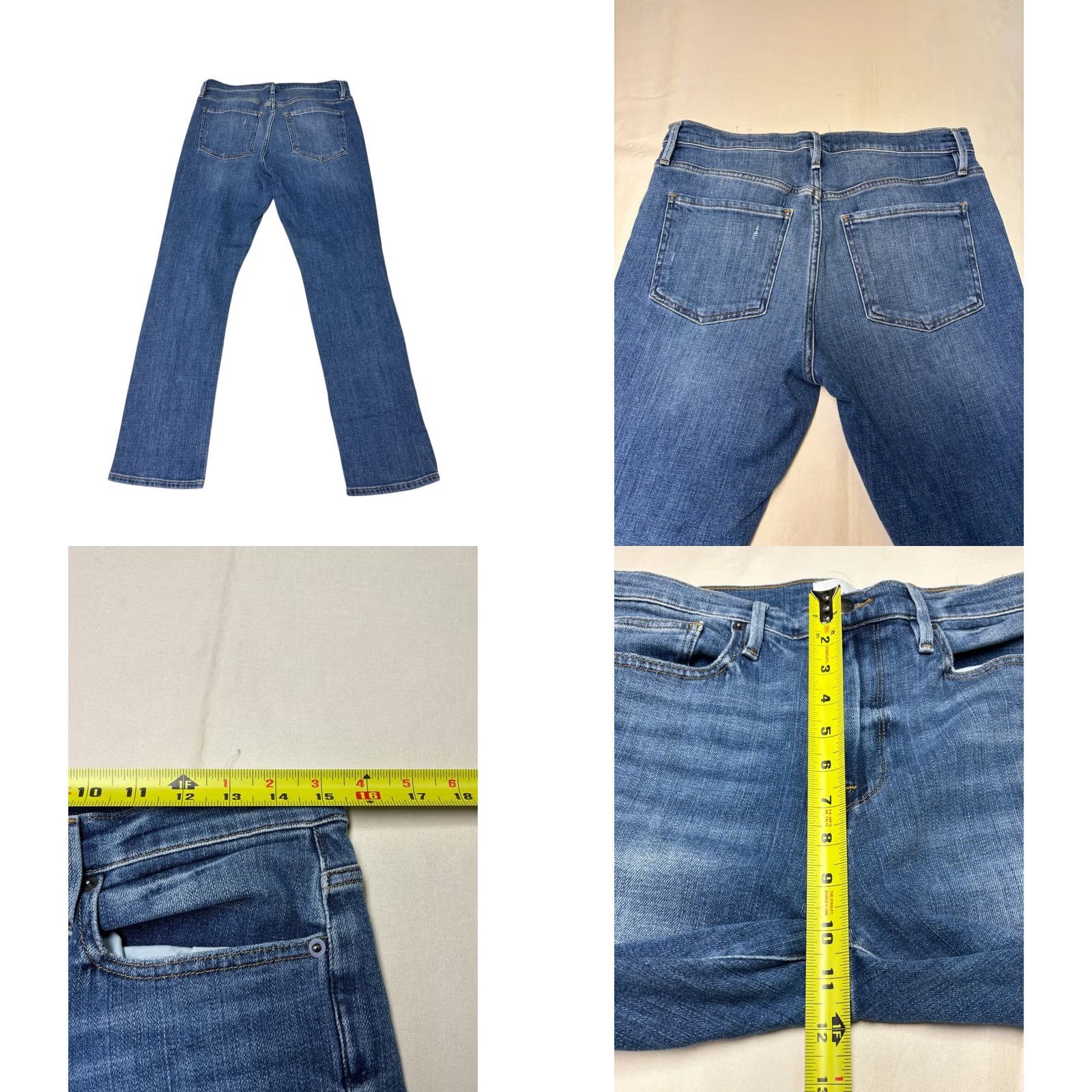 Frame FRAME Le Beau Rips jeans Straight Jeans Women 30X28 Medium Blue Distressed Slim 5-Pocket Zipper Button Mens? Womens? Size 30" / US 8 / IT 44 - 8 Thumbnail