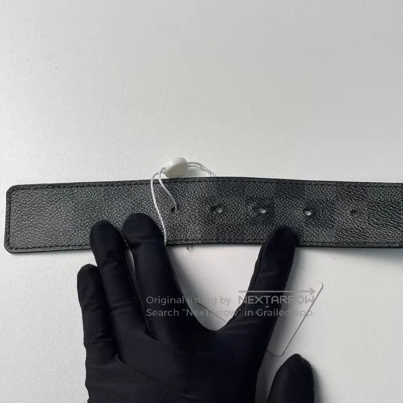 Louis Vuitton Louis Vuitton Black Checkerboard Letter Leather Belt Size ONE SIZE - 5 Thumbnail