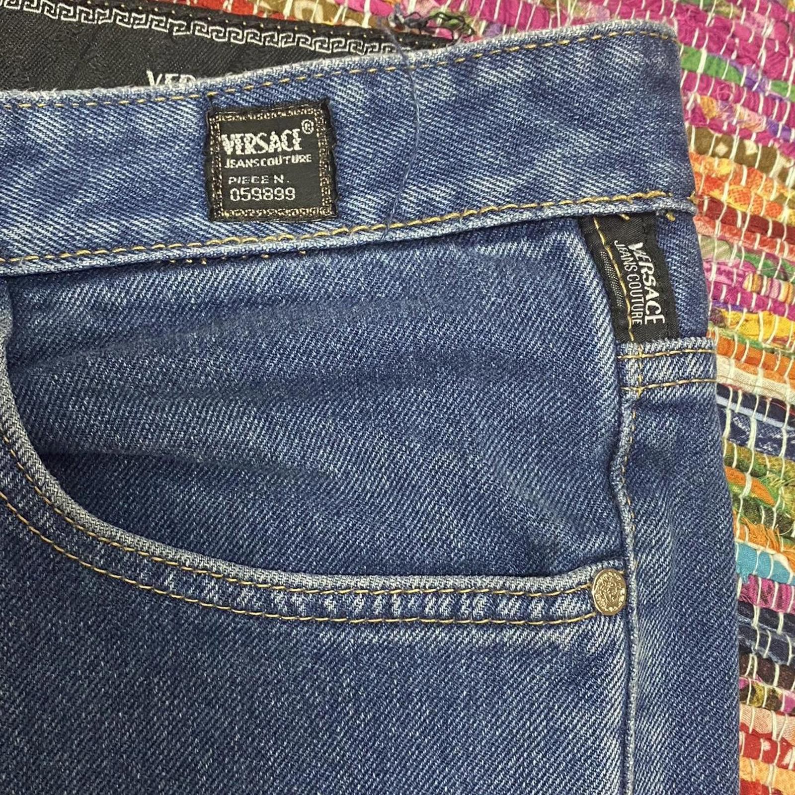 Versace Versace Blue Denim Jeans with Gold Medusa Button and Greek-2 Size 32" / US 10 / IT 46 - 7 Thumbnail