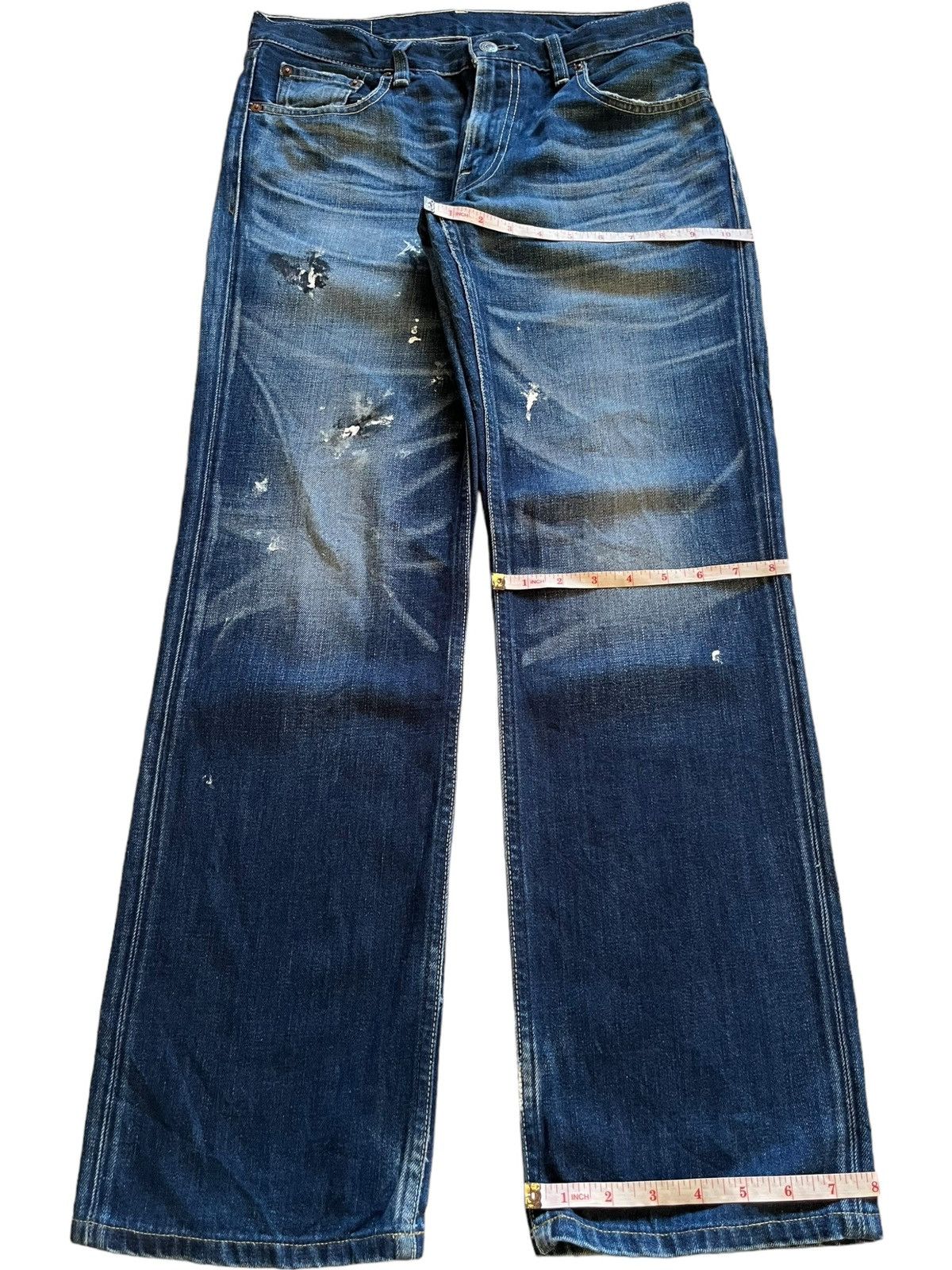 Levi's × Levi's Vintage Clothing Vintage 90s Levis 502 Blue Wash Paint Splattered Loose Jeans Size US 32 / EU 48 - 13 Thumbnail
