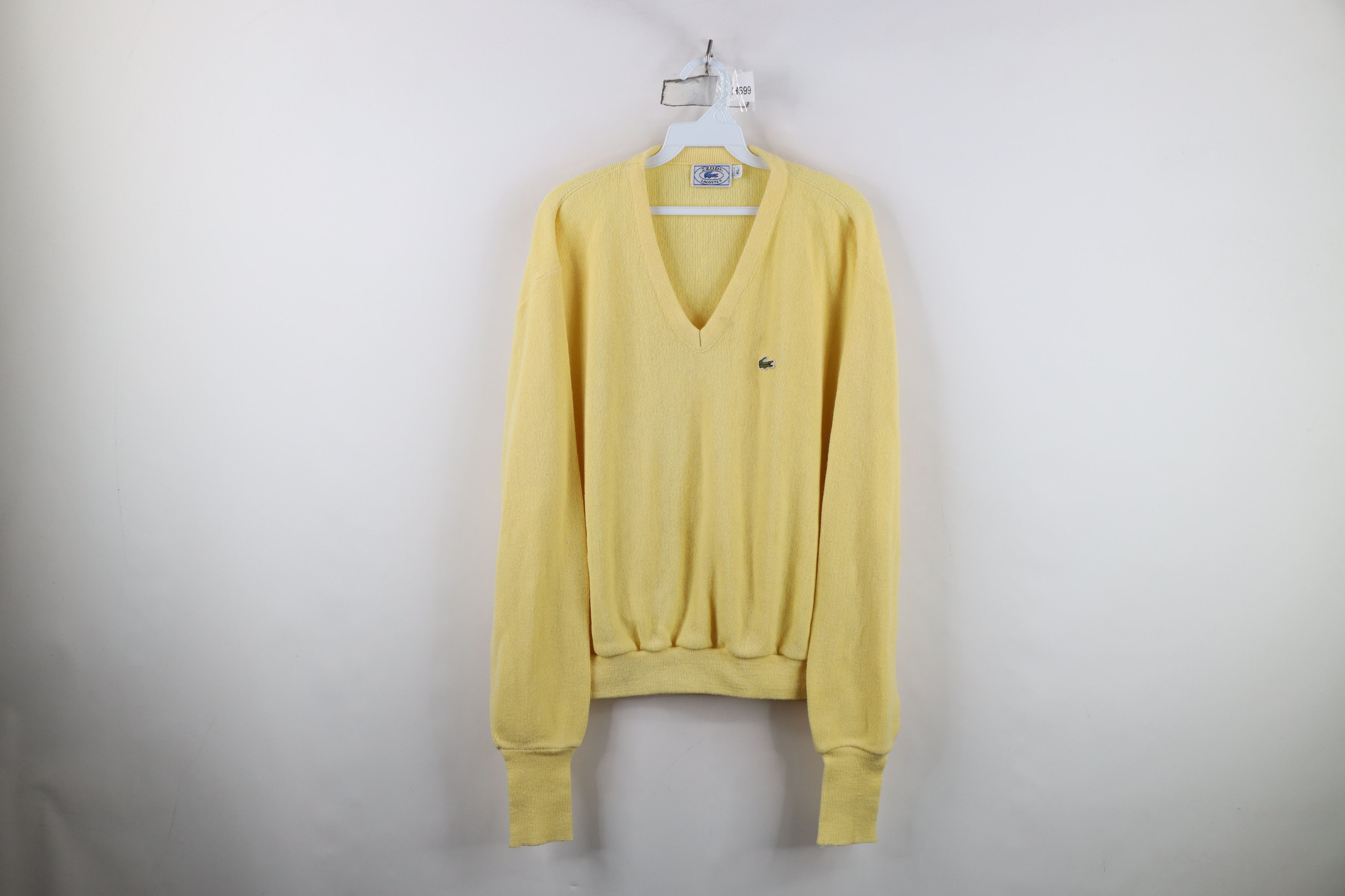 Lacoste Vintage 80s Izod Lacoste Croc Logo Knit V-Neck Sweater USA Size US XL / EU 56 / 4 - 1 Thumbnail