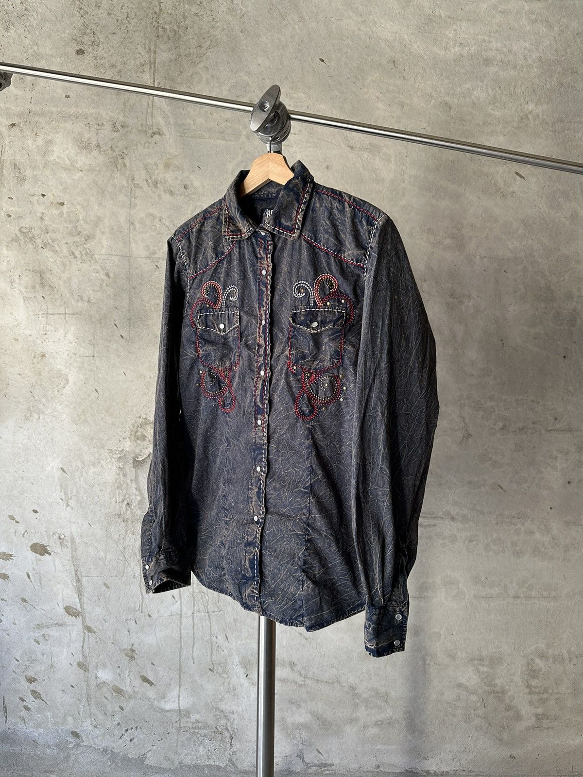 JNCO Y2K Vintage Dark blue grunge button-up long sleeve shirt Size US M / EU 48-50 / 2 - 1 Thumbnail