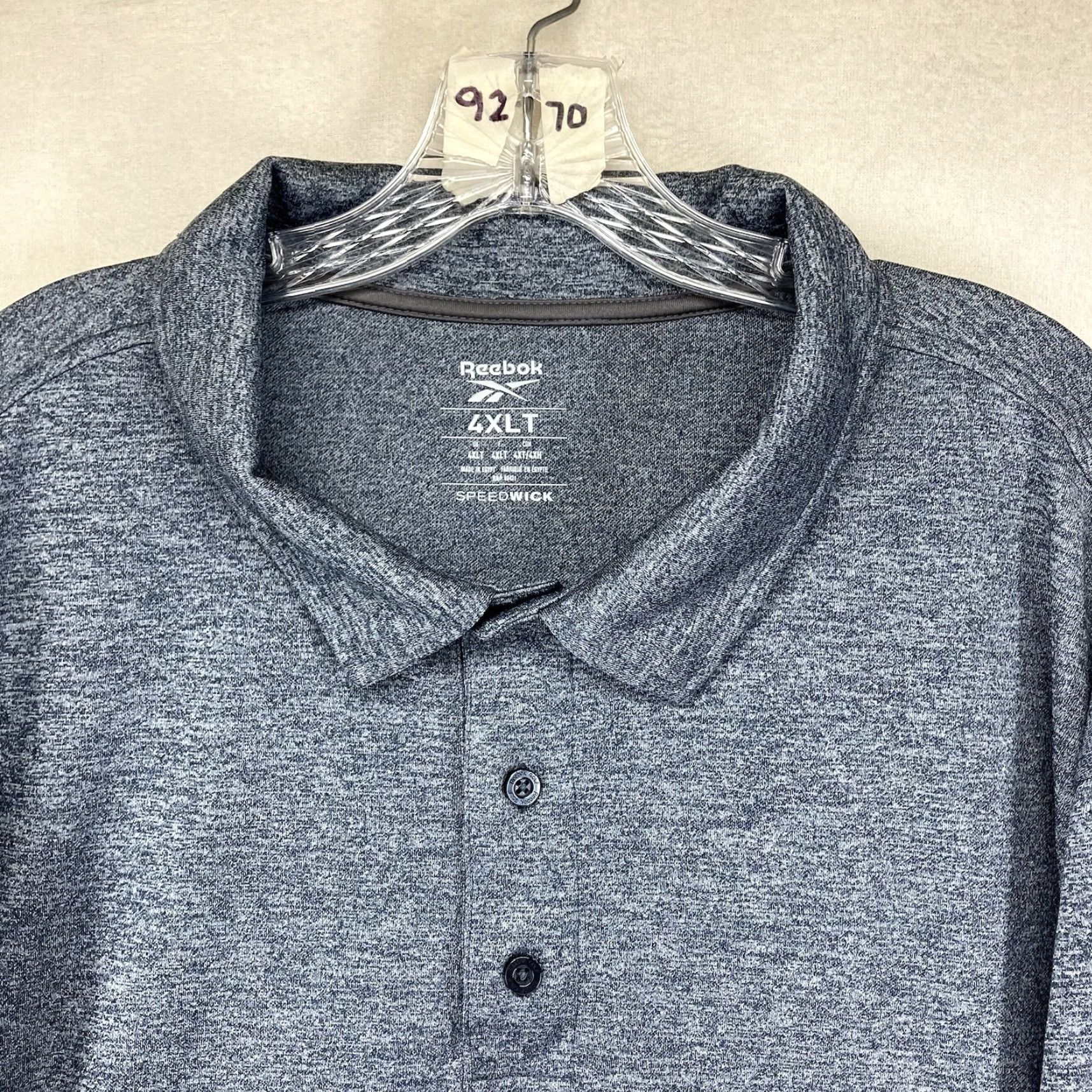 Reebok Reebok Polo Mens 4XLT Golf Activewear Performance Stretch SPEEDWICK Shirt Short Sleeve Gray 62 Chest Regular Big & Tall Mens Polo Size US XXL / EU 58 / 5 - 5 Thumbnail