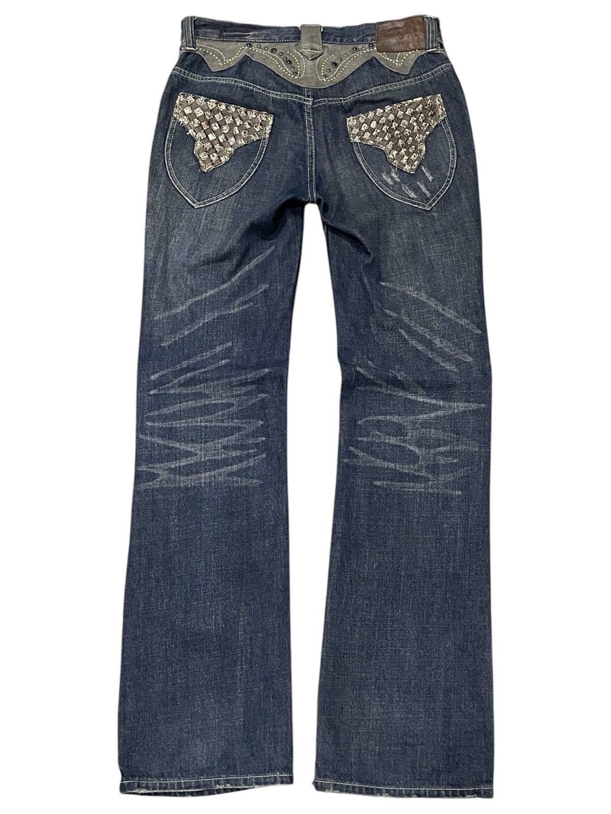 Japanese Brand × Tornado Mart Beach Sound Japan Studded Gems Leather Snake Trimmed Jeans Size US 30 / EU 46 - 2 Thumbnail