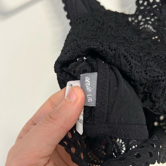 American Eagle Outfitters Aerie Black Racerback Lace Bralette Size ONE SIZE - 3 Thumbnail