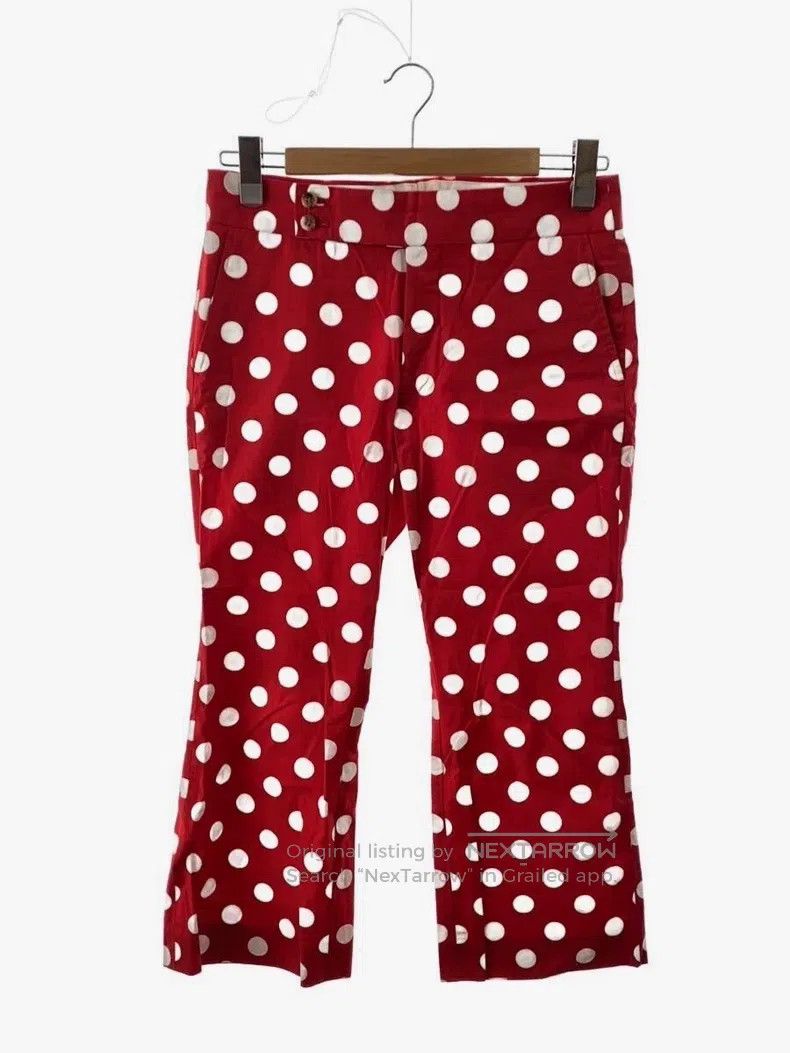 Comme Des Garcons size M Red and White Polka Dot Seven-Qua