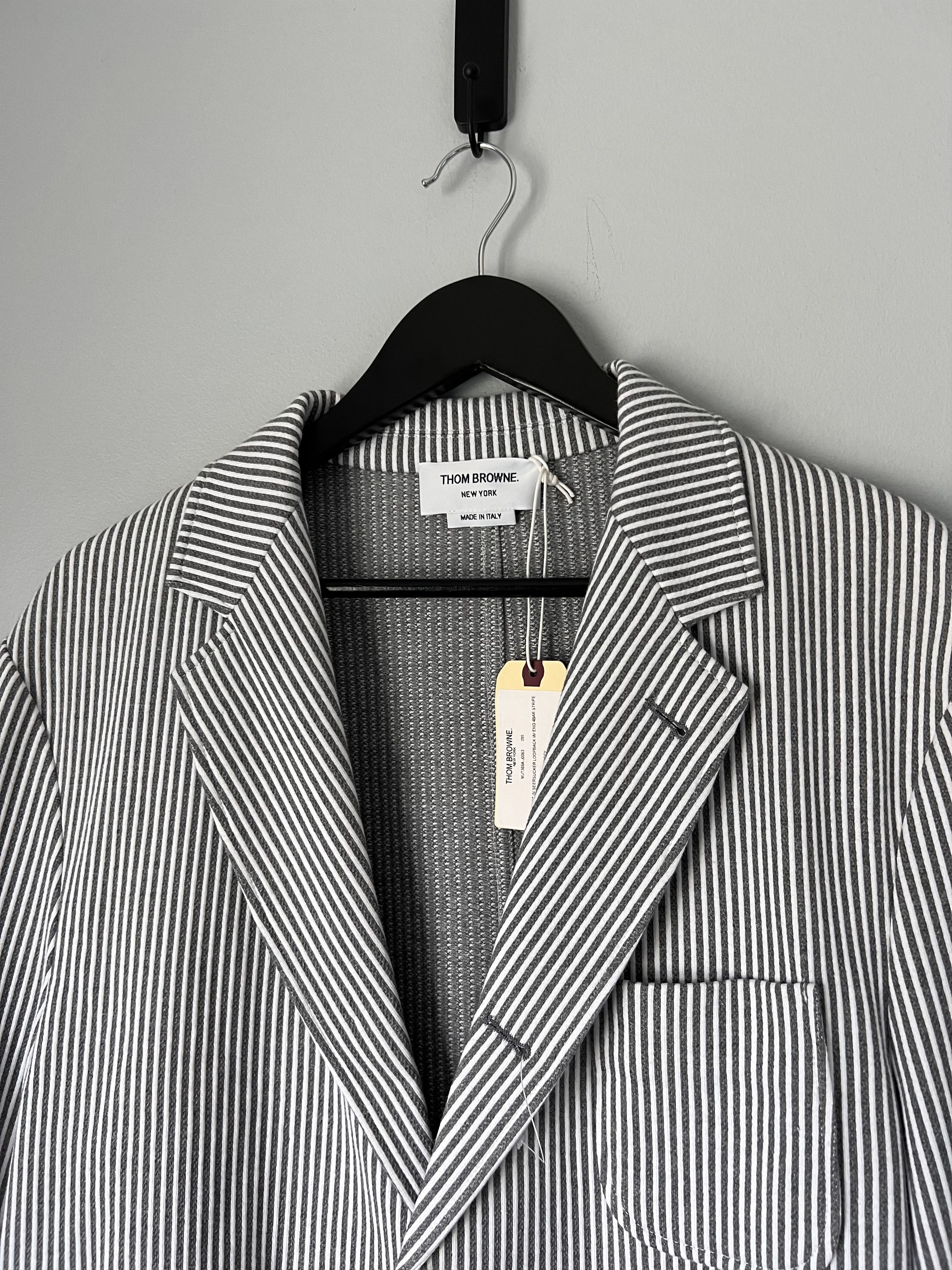 Thom Browne Thom Browne 4 Bar Seersucker Loopback Sack Jacket Size US L / EU 52-54 / 3 - 2 Thumbnail