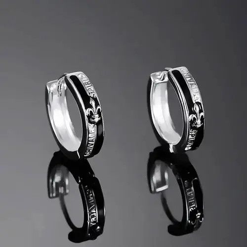 Other 925 Silver Plated Knight Cross Hoop Earrings for Men Women Size ONE SIZE - 2 Thumbnail