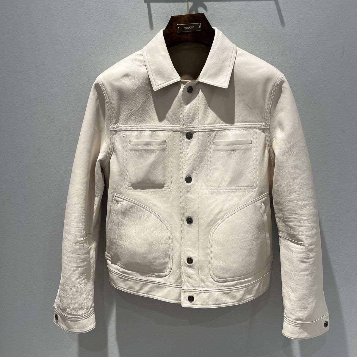 Tom Ford o1sndg1025 Reversible Leather Jacket in White/Beige Size US M / EU 48-50 / 2 - 1 Thumbnail
