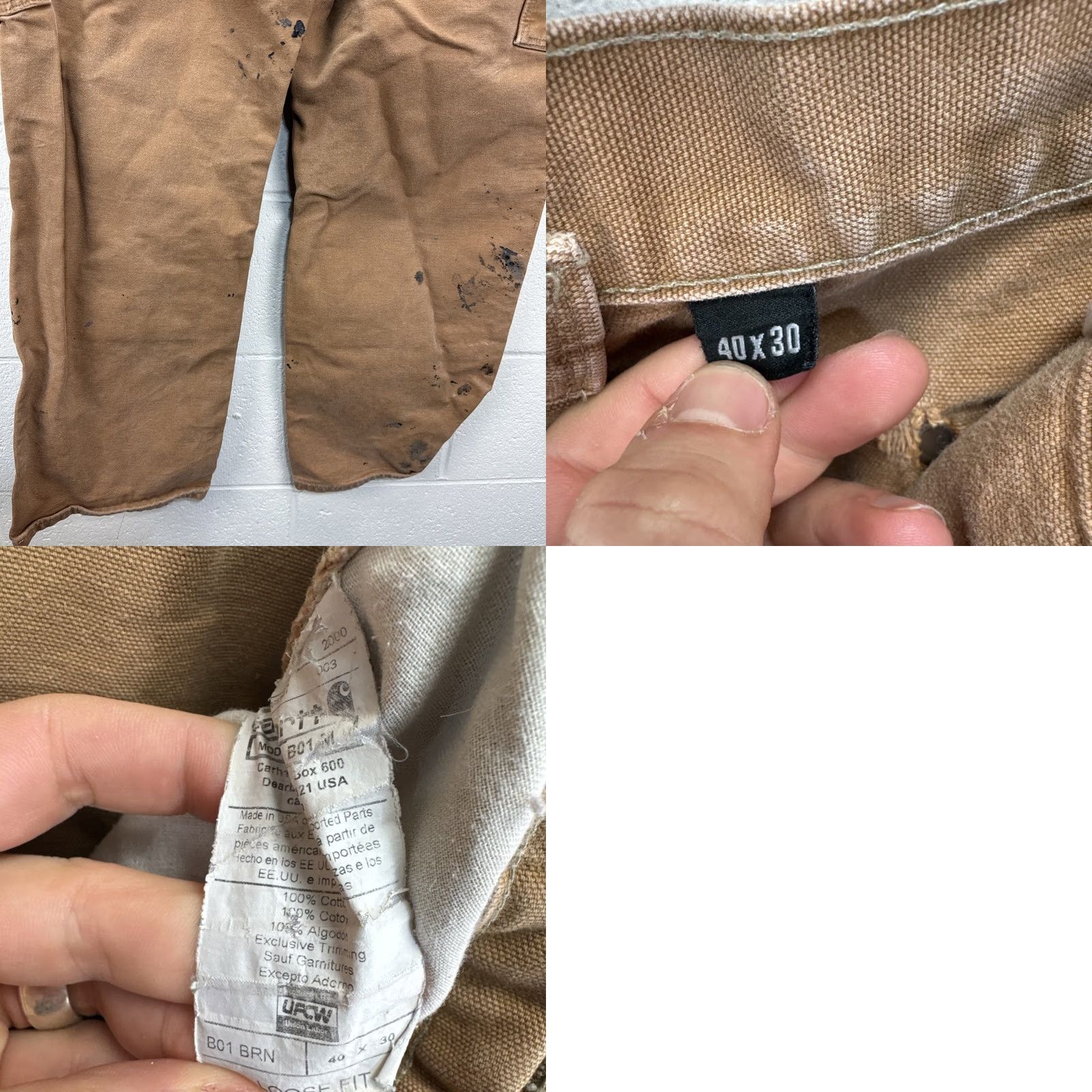 Carhartt VINTAGE Carhartt Double Knee Pants 40x30 USA Brown 5-Pocket Logo Zipper Button Relaxed Straight Men Size US 40 / EU 56 - 9 Thumbnail