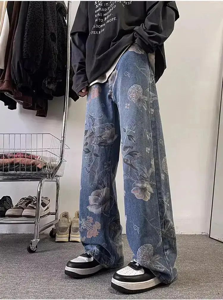 Japanese Brand Retro straight leg casual jacquard jeans Size US 32 / EU 48 - 5 Thumbnail