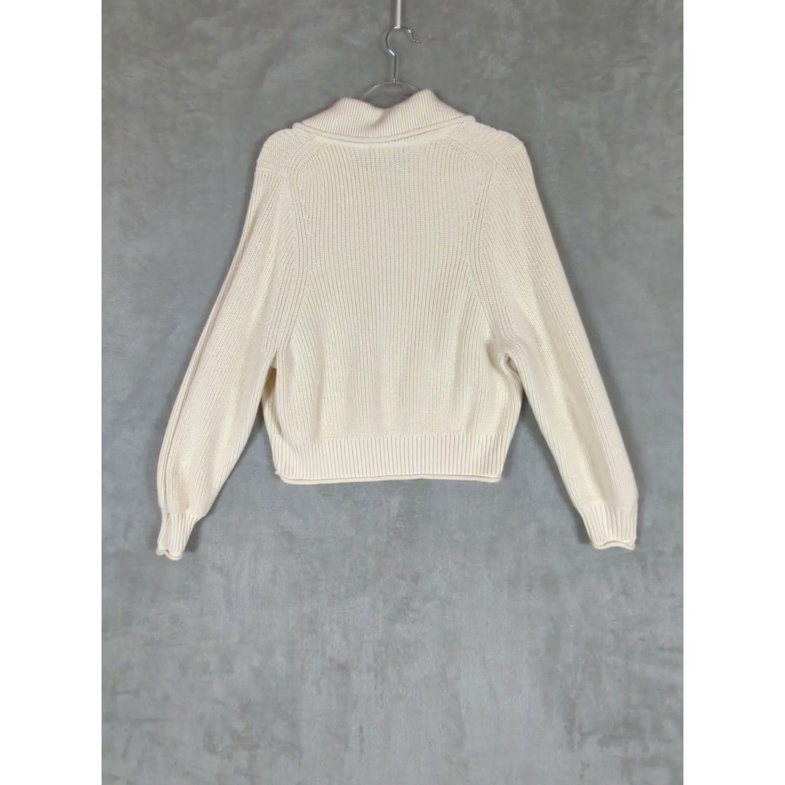 J.Crew J. CREW Sweater Womens L Ivory Ribbed Knit Cotton Button Collar Light Academia Pullover Long Sleeve Bre breathable Regular Fit Vintage: No Size L / US 10 / IT 46 - 8 Thumbnail