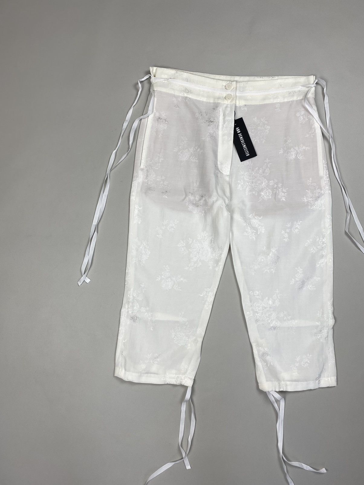 Ann Demeulemeester Ann Demeulemeester linen blend patterned cropped pants Size 25" / US 0 / IT 36 - 2 Thumbnail