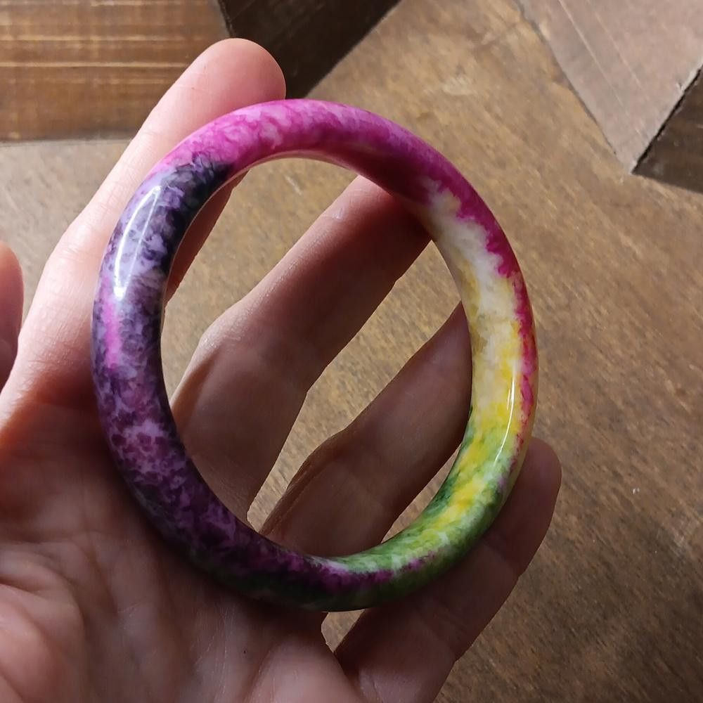 Designer Genuine Peacock Jade Bangle Bracelet Size ONE SIZE - 3 Thumbnail