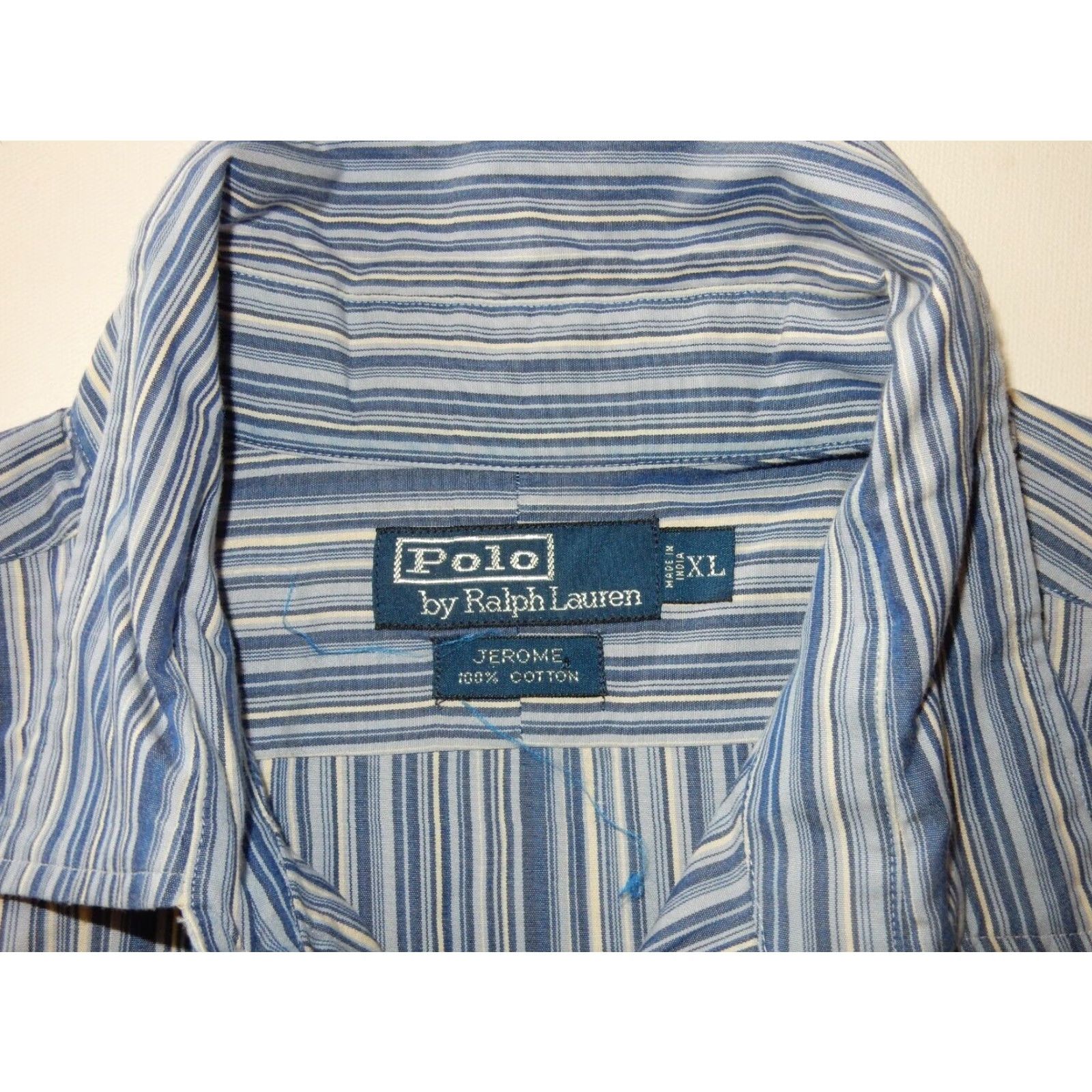 Polo Ralph Lauren VINTAGE Polo Ralph Lauren Men's Button-Up Shirt XL Long Sleeve Blue Striped Classic Fashion Size US XL / EU 56 / 4 - 3 Thumbnail