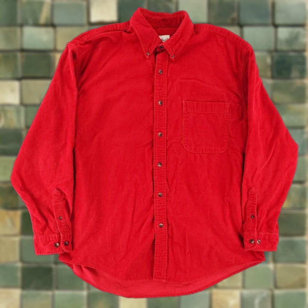 Eddie Bauer VINTAGE Eddie Bauer Pinwale Corduroy Button Down Shirt Red Mens L Size US L / EU 52-54 / 3 - 1 Thumbnail