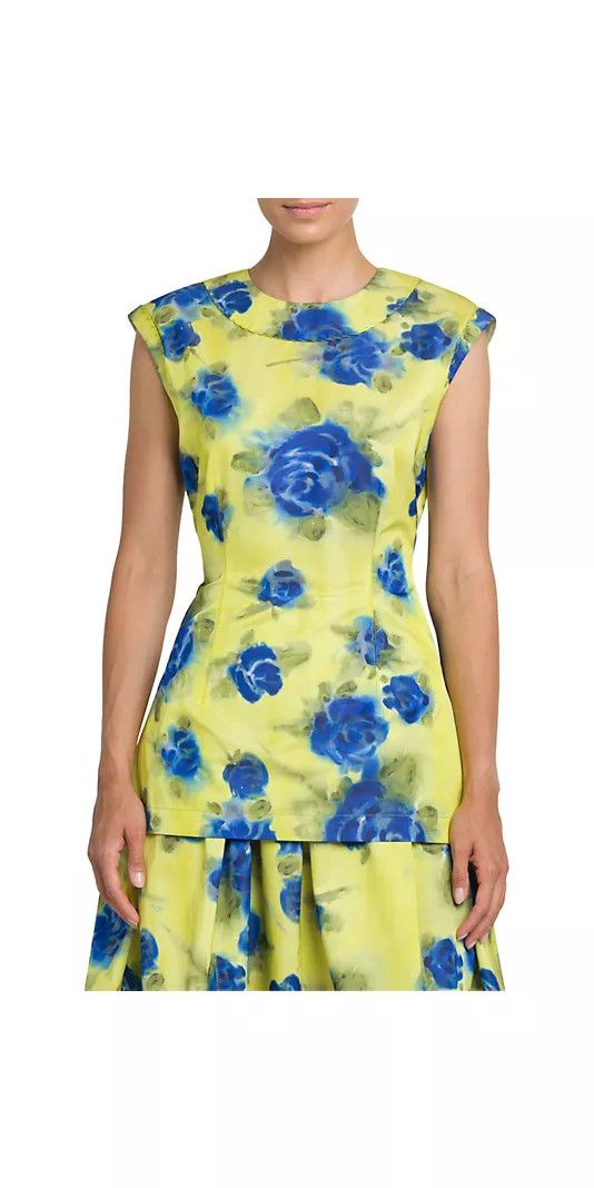 Marni oc11z0525 Floral Cotton Blend Blouse in Multicolor Size XL / US 12-14 / IT 48-50 - 2 Thumbnail