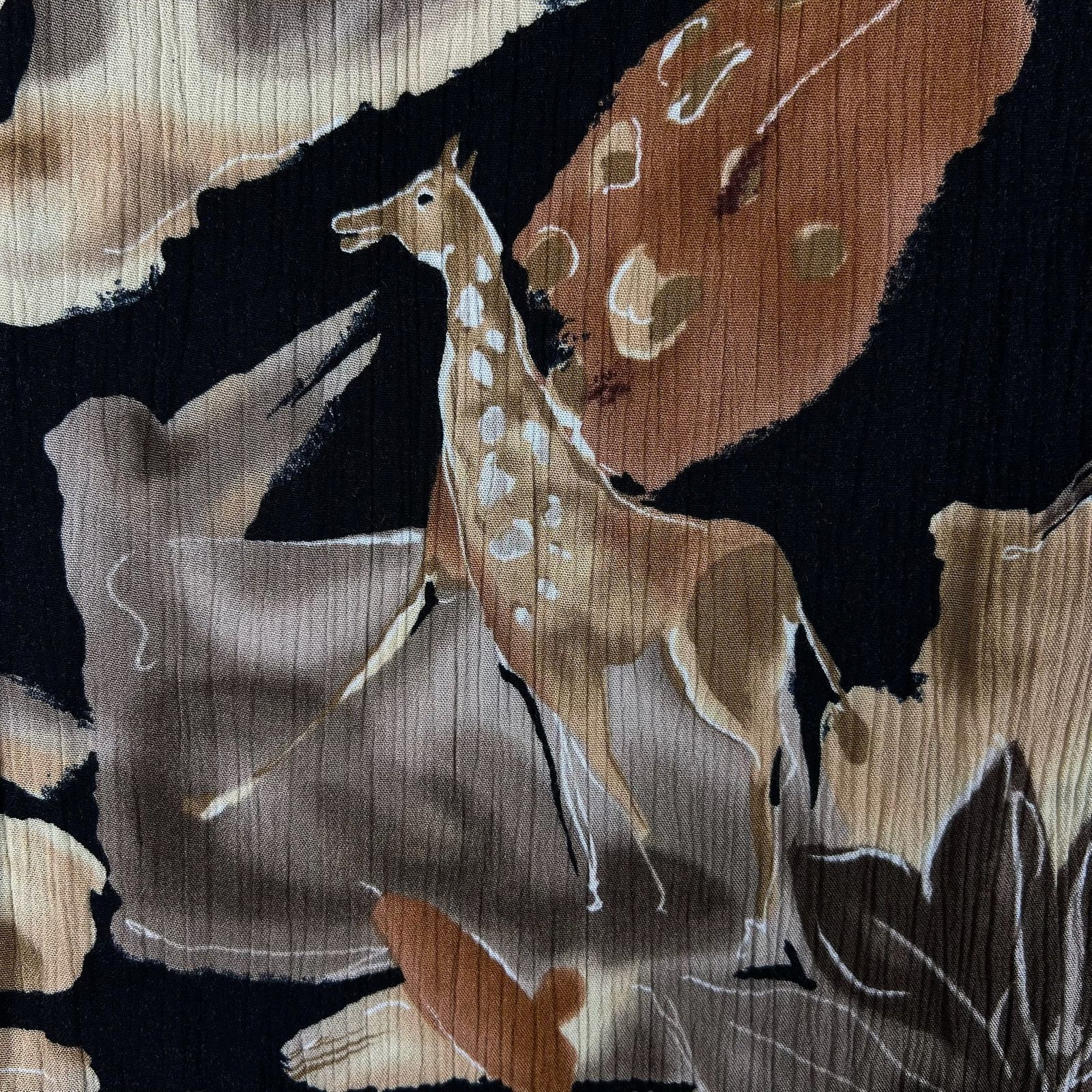 90s Safari Animal Rayon Maxi Dress M Boho Art Teacher Retro