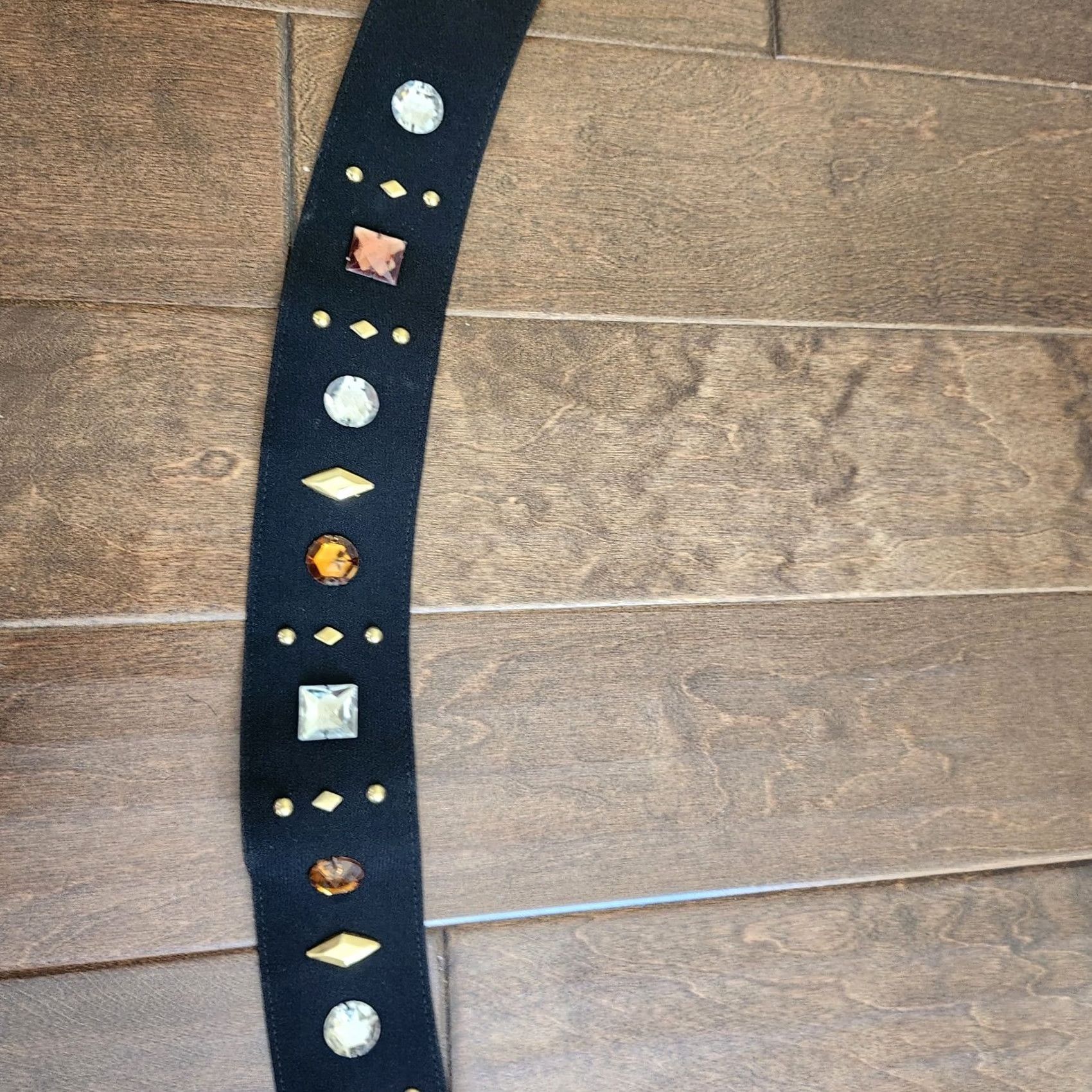 Vintage Women's Black Rhinestones Belt - Size 6 Belt Womens Black Rhinestone Accent Festival Hipster Classic 6 Size ONE SIZE - 5 Thumbnail