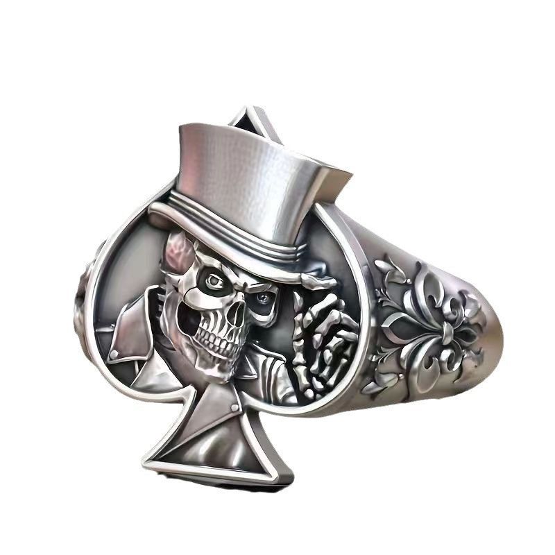 Jewelry Skull Modern Jewelry Rings Open Size Chrome Ring (Size 7-13) Size ONE SIZE - 5 Thumbnail