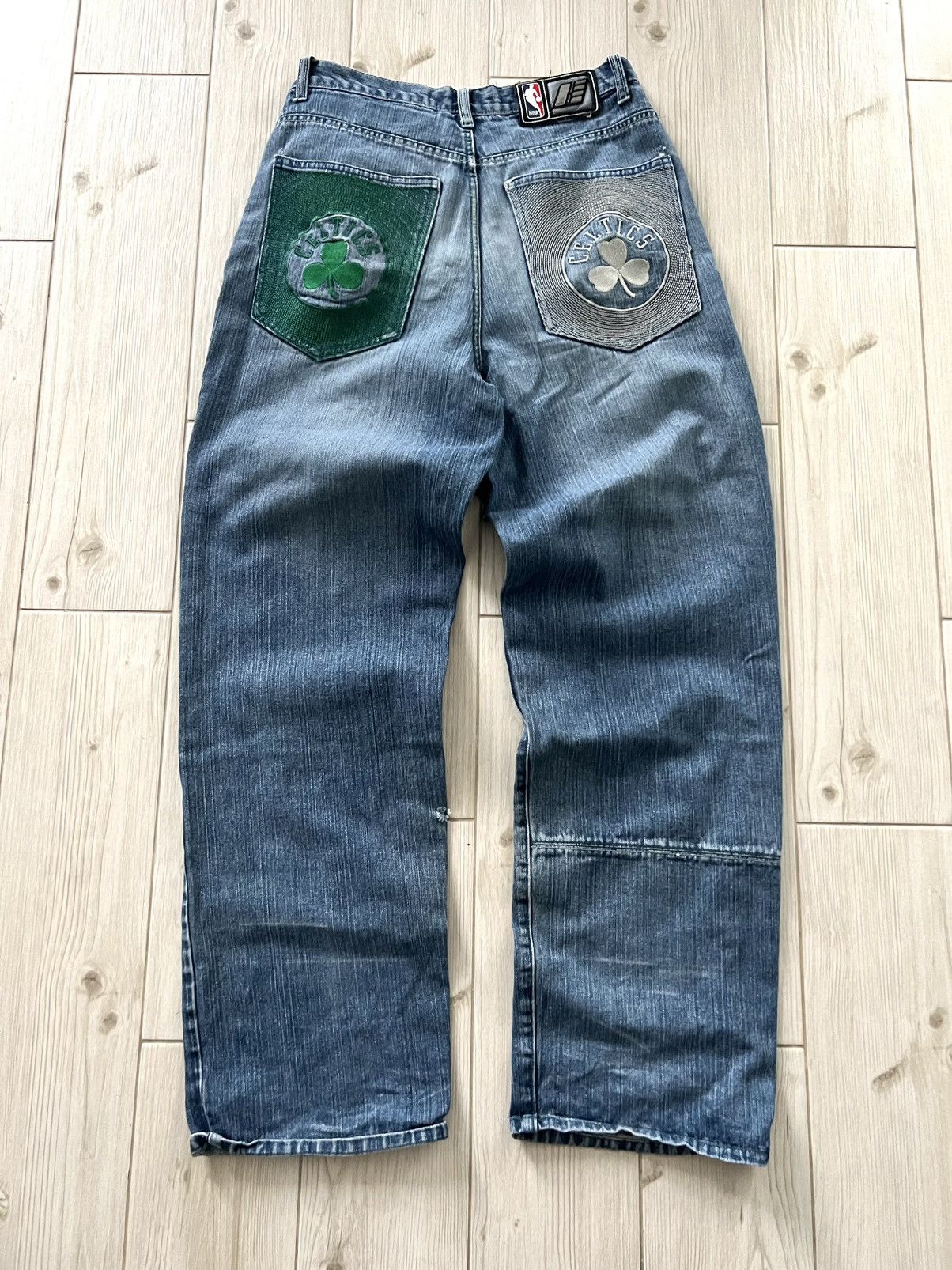 NBA Vintage Boston Celtics Baggy Denim Jeans NBA Pants Size US 30 / EU 46 - 4 Thumbnail