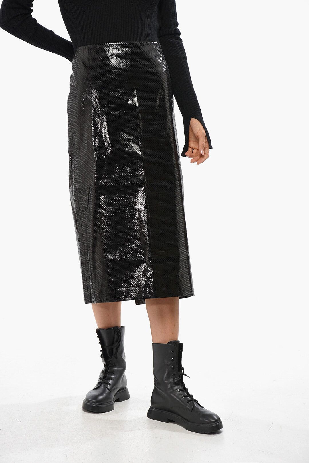 Alexander McQueen Silk Sheath Longuette TARPAULIN with Slit Size M / US 6-8 / IT 42-44 - 1 Thumbnail