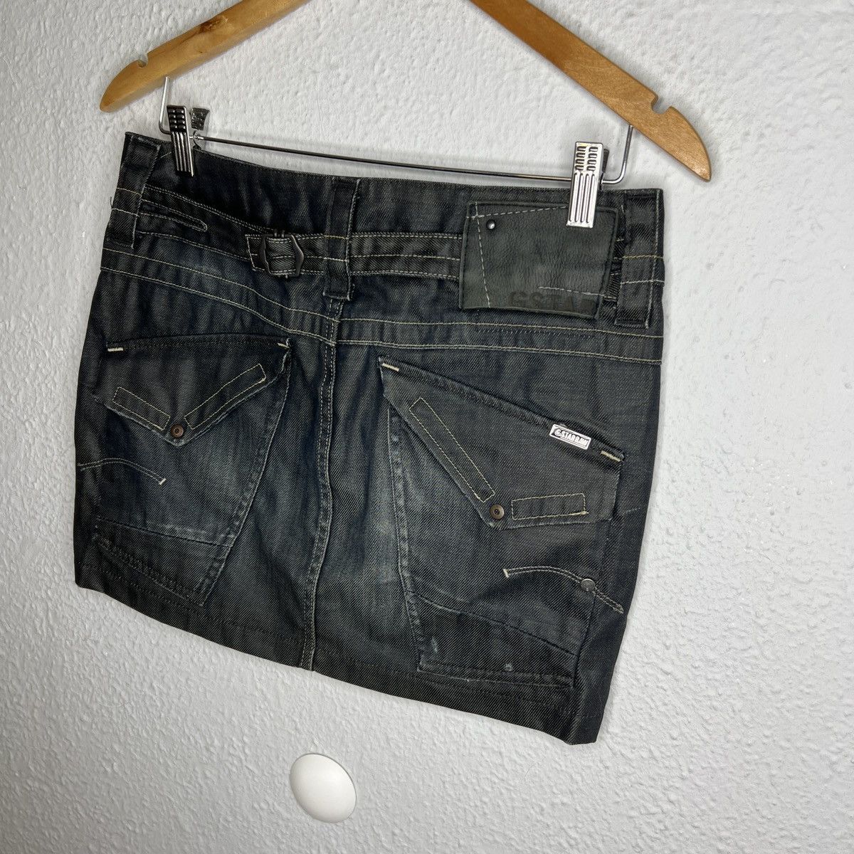 G-Star × Vintage Vintage G-Star Raw Y2K 90s Denim Jeans Utility Mini Skirt Size 27" / US 4 / IT 40 - 6 Thumbnail
