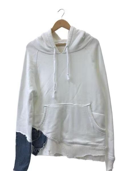 image of Greg Laurent White Denim Fragment Boro Hoodie Sweatshirt, Men's (Size Small)