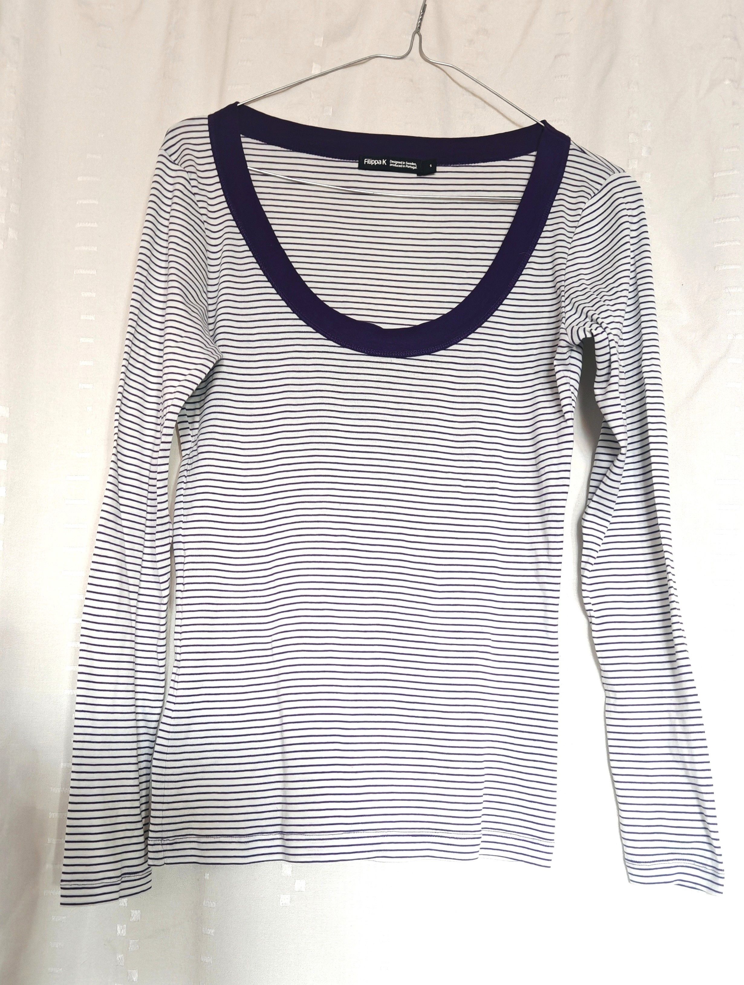 Filippa K Filippa K White and Purple Breton Stripe Scoop Neck Top Size S / US 4 / IT 40 - 3 Thumbnail