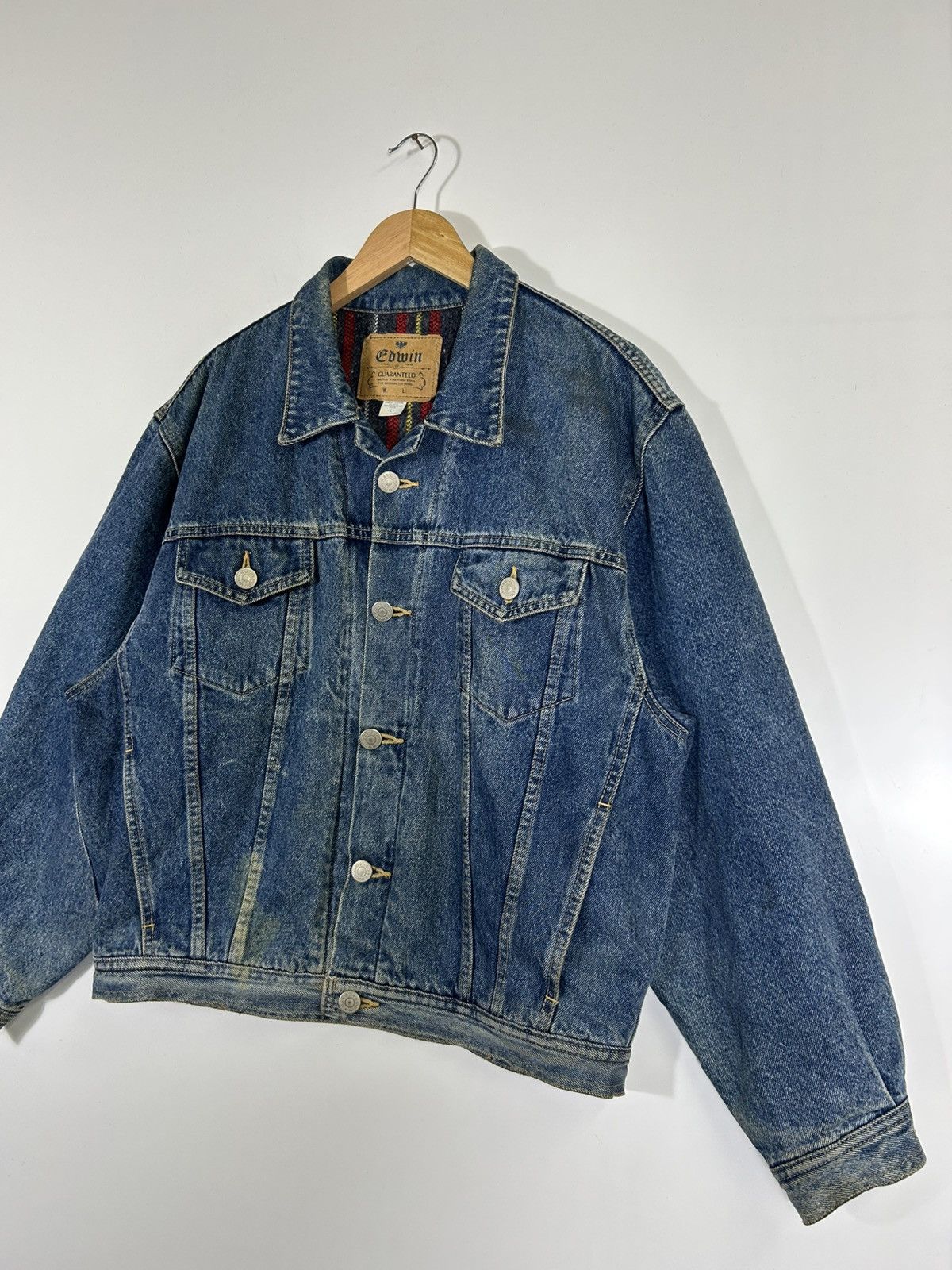 Edwin ⚡️Vintage Edwin Distressed Denim Trucker Jacket Size US L / EU 52-54 / 3 - 3 Thumbnail