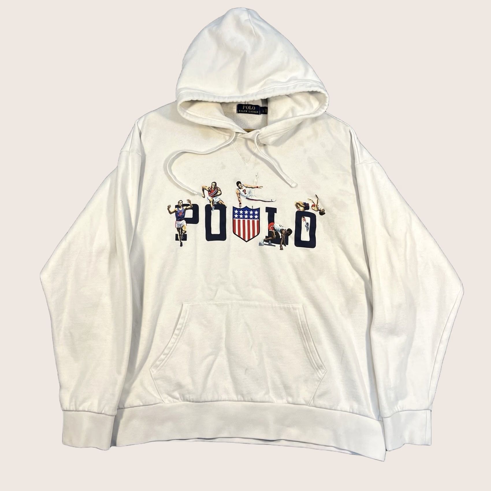 Ralph Lauren Polo Ralph Lauren Hoodie Vtg Olympics Track & Field Print Sweatshirt White Large Size US L / EU 52-54 / 3 - 1 Thumbnail
