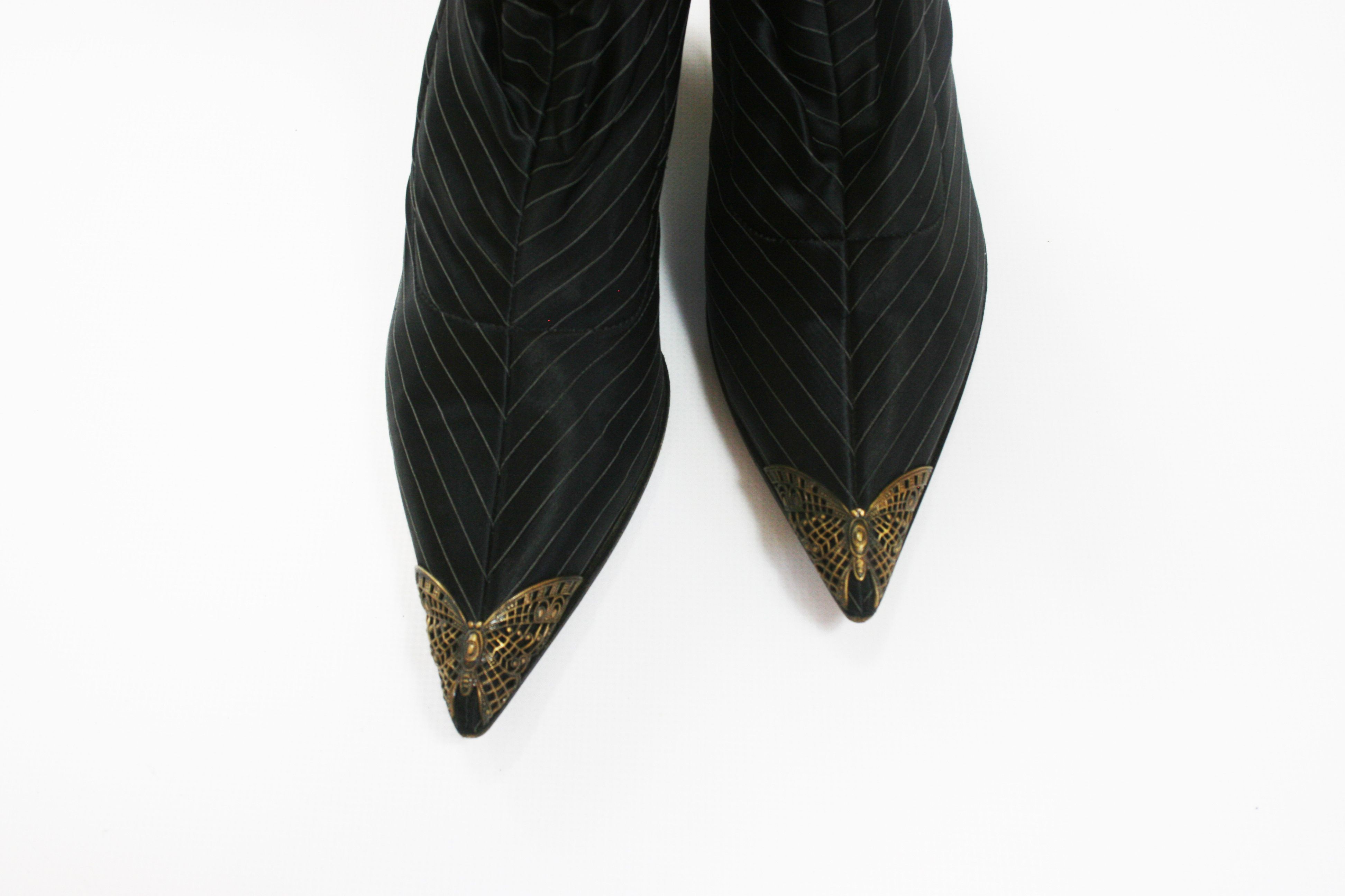 Other Dibrera By Paolo Zanoli Y2K Butterfly Stretch Heeled Boots Size US 7 / IT 37 - 5 Thumbnail